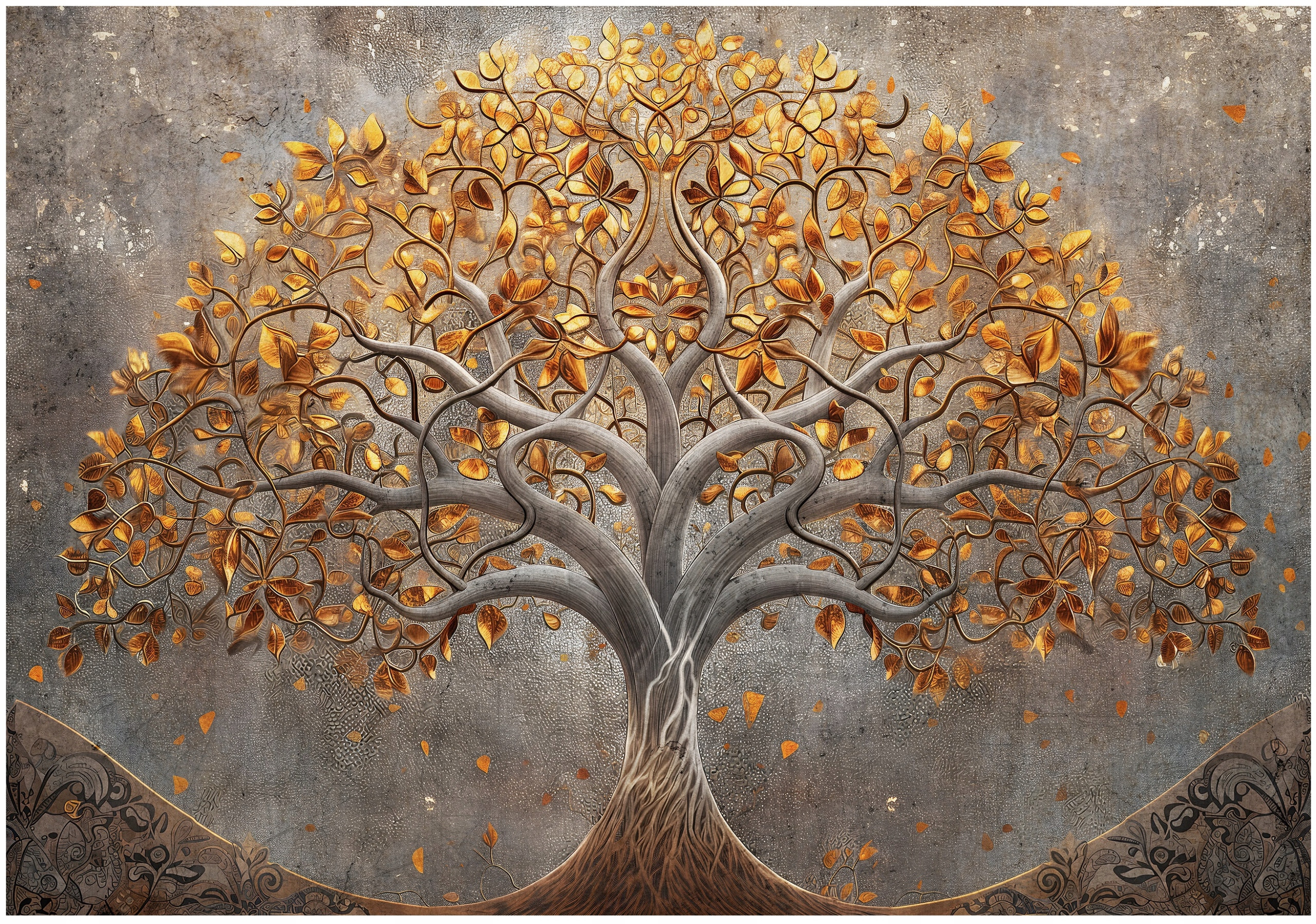 Fototapeta Drzewo Życia Kwiaty Abstrakcja 150x105 – Nowoczesna dekoracja do sypialni i salonu