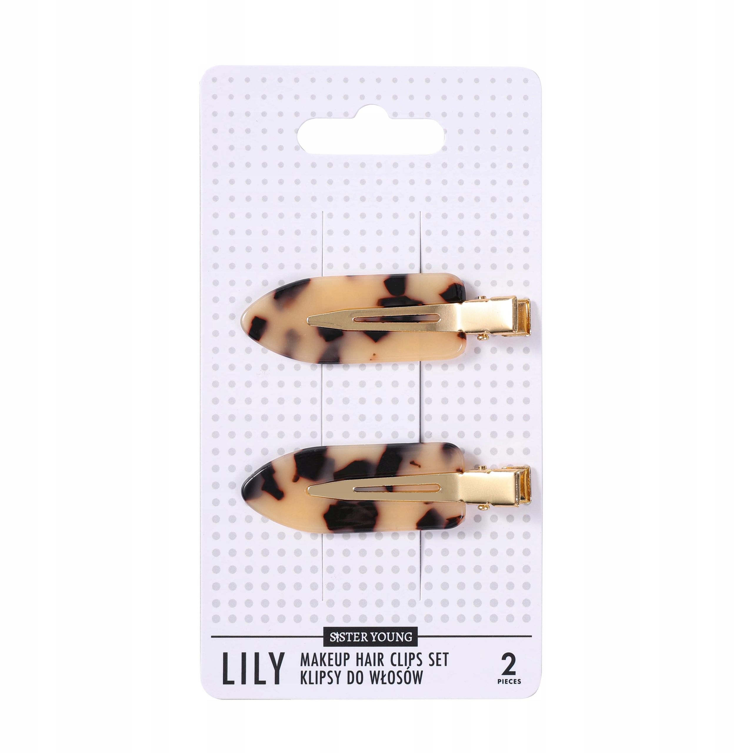Klipsy do Włosów do Makijażu Sister Young LILY – Zestaw 2 Sztuki w Stylu Light Leopard Print
