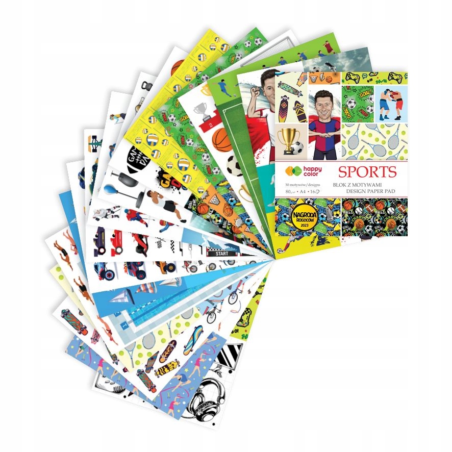 Blok z motywami Sports A4 16 ark HAPPY COLOR – Kreatywność w Twoich rękach