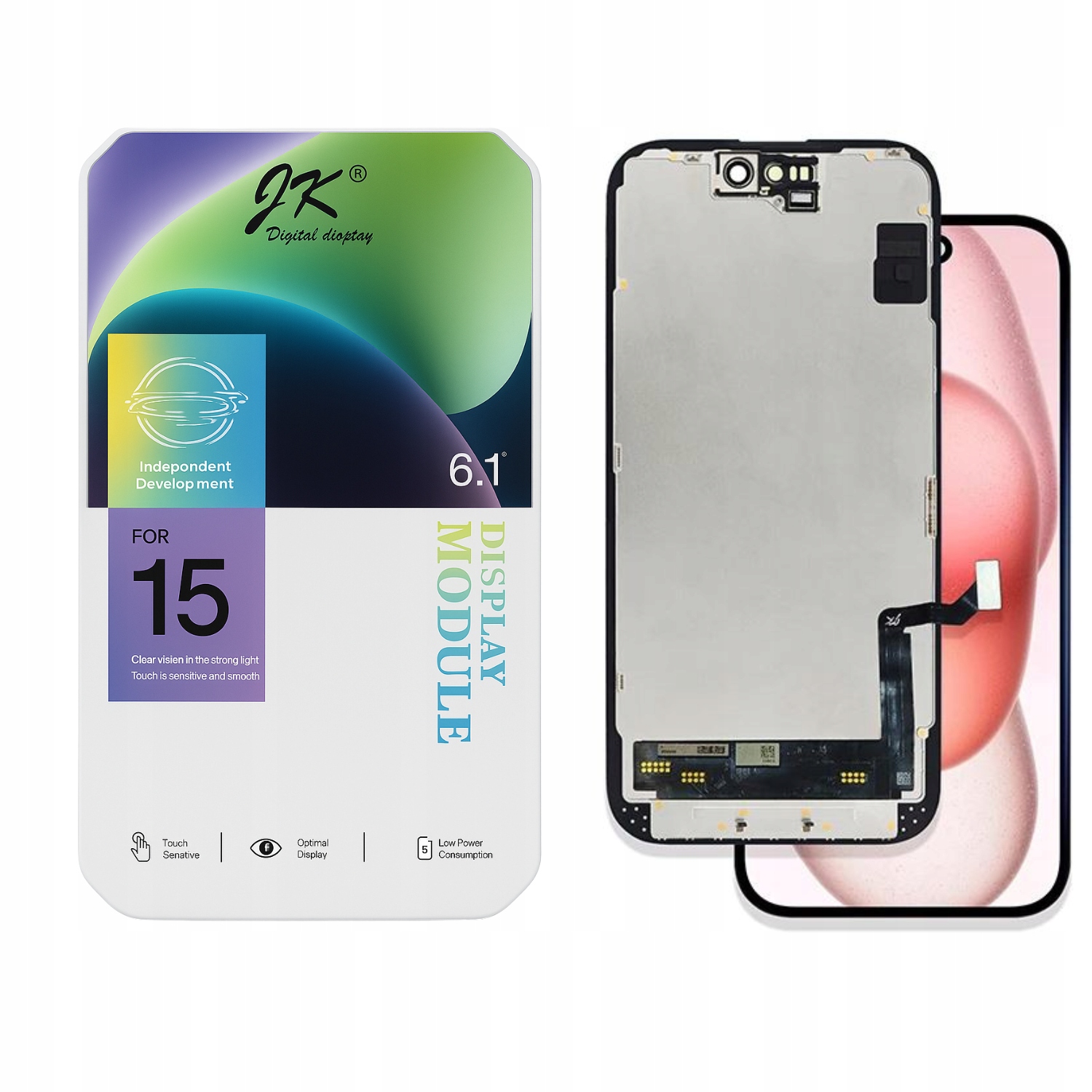 Moduł Wyświetlacza LCD iPhone 15 JK - Ekran Dotykowy Box