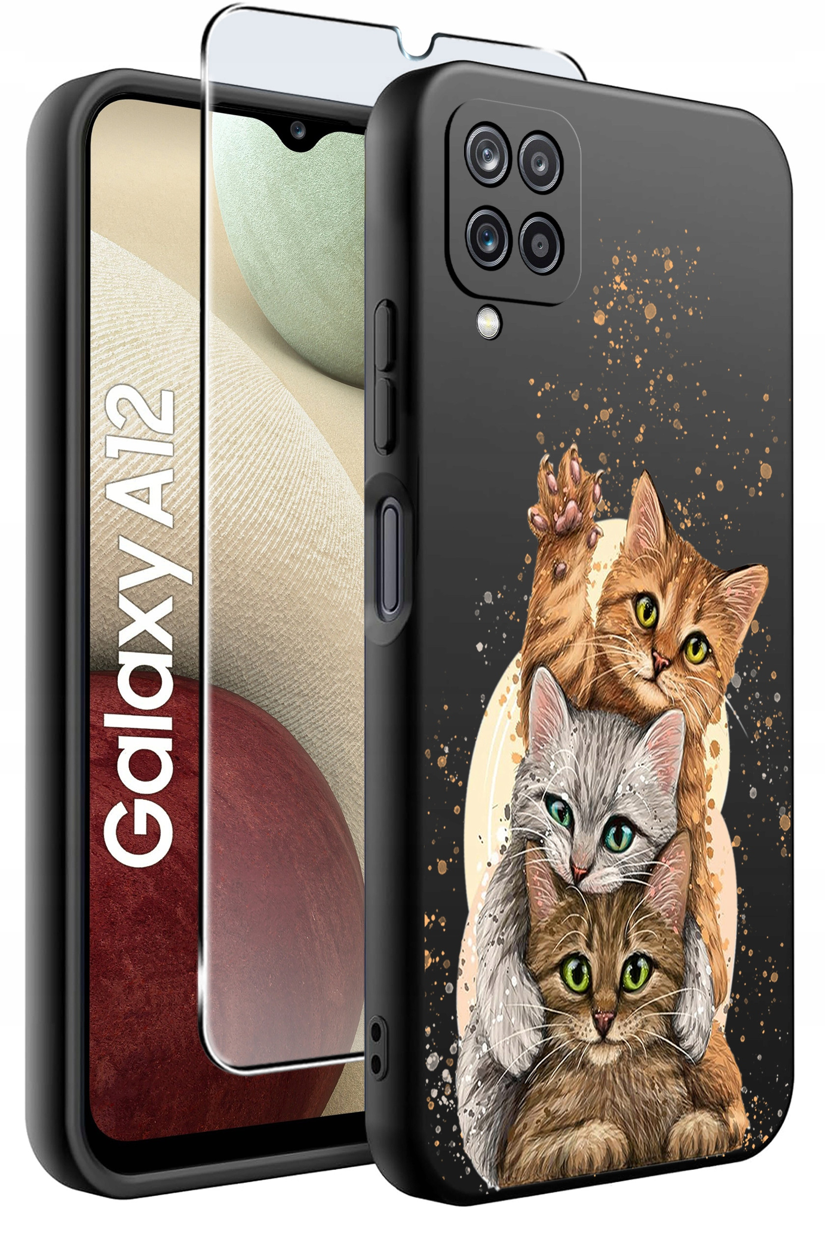 Etui do Samsung Galaxy A12 | M12 WZORY | SILIKONOWE MATT CASE + SZKŁO HARTOWANE 9H