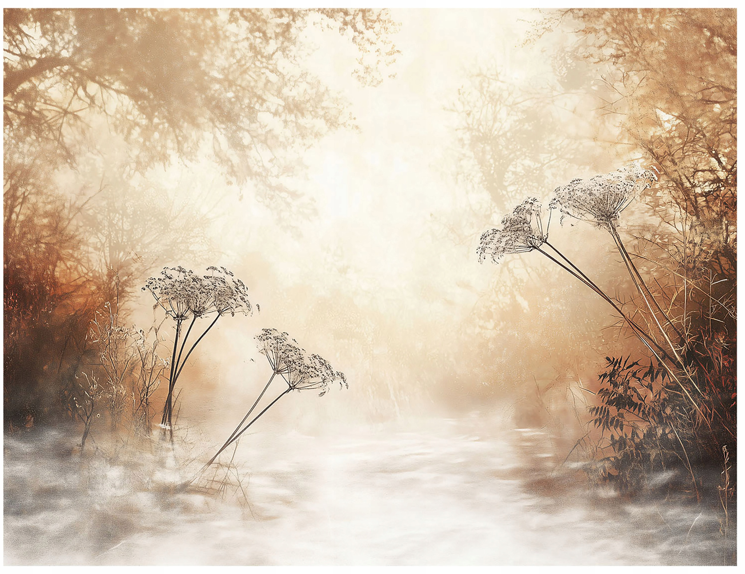 Fototapeta Drzewa Las Boho Beż na Flizelinie – Idealna dekoracja do sypialni i salonu