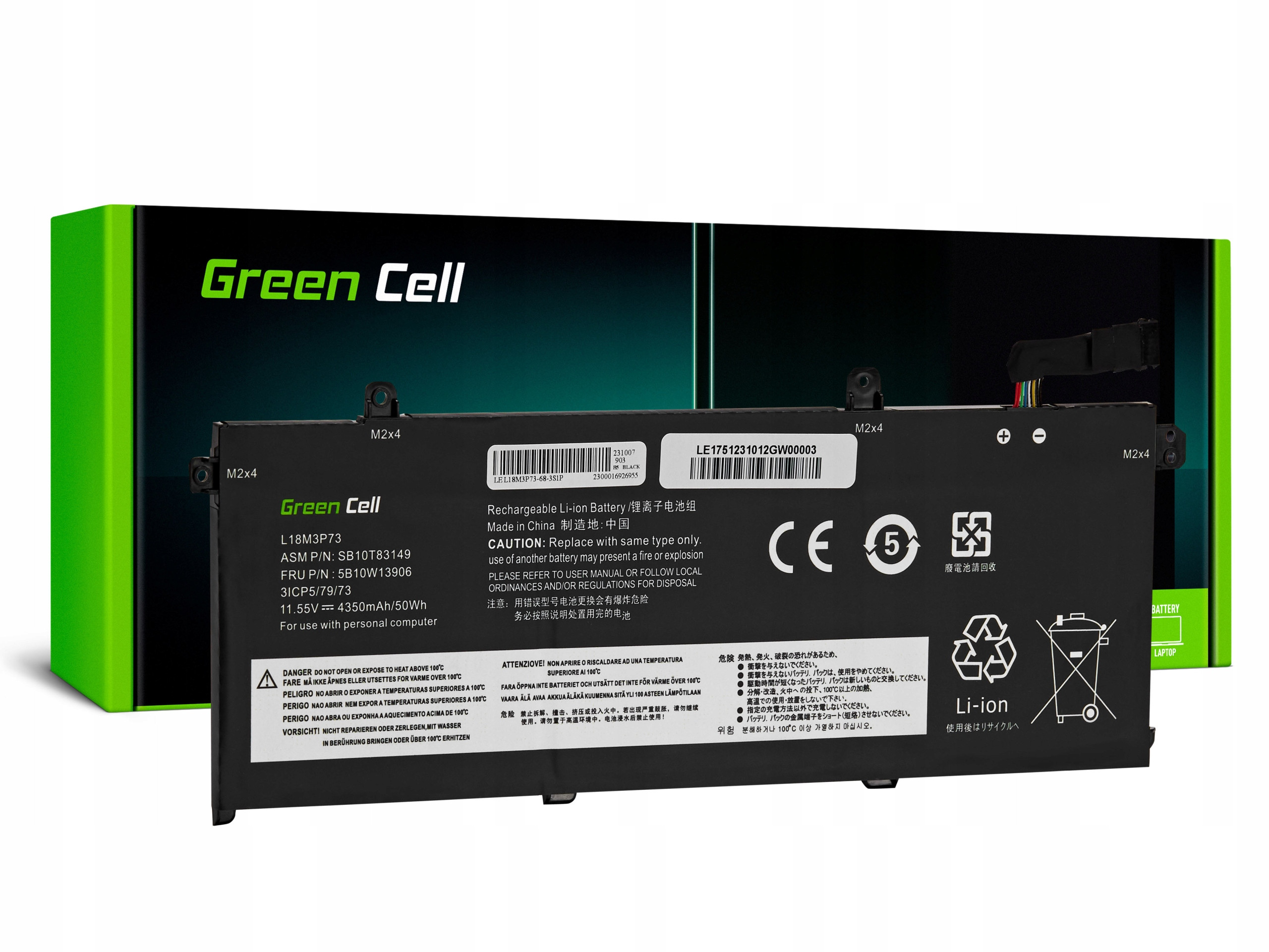 Bateria GREEN CELL L18L3P73 11.55V 4350mAh do laptopów Lenovo ThinkPad T490 P43s T14 – Wydajność i niezawodność
