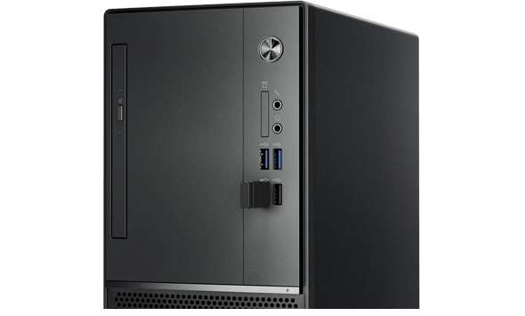 Łatwy dostęp do portów na pulpicie wieżowym Lenovo V520.