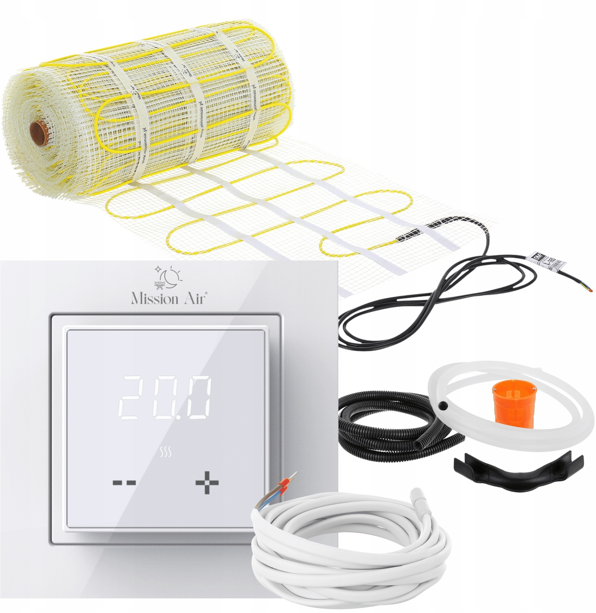 Zestaw elektrycznego ogrzewania podłogowego pod płytki MA-160 0,5m² + Aries LCD