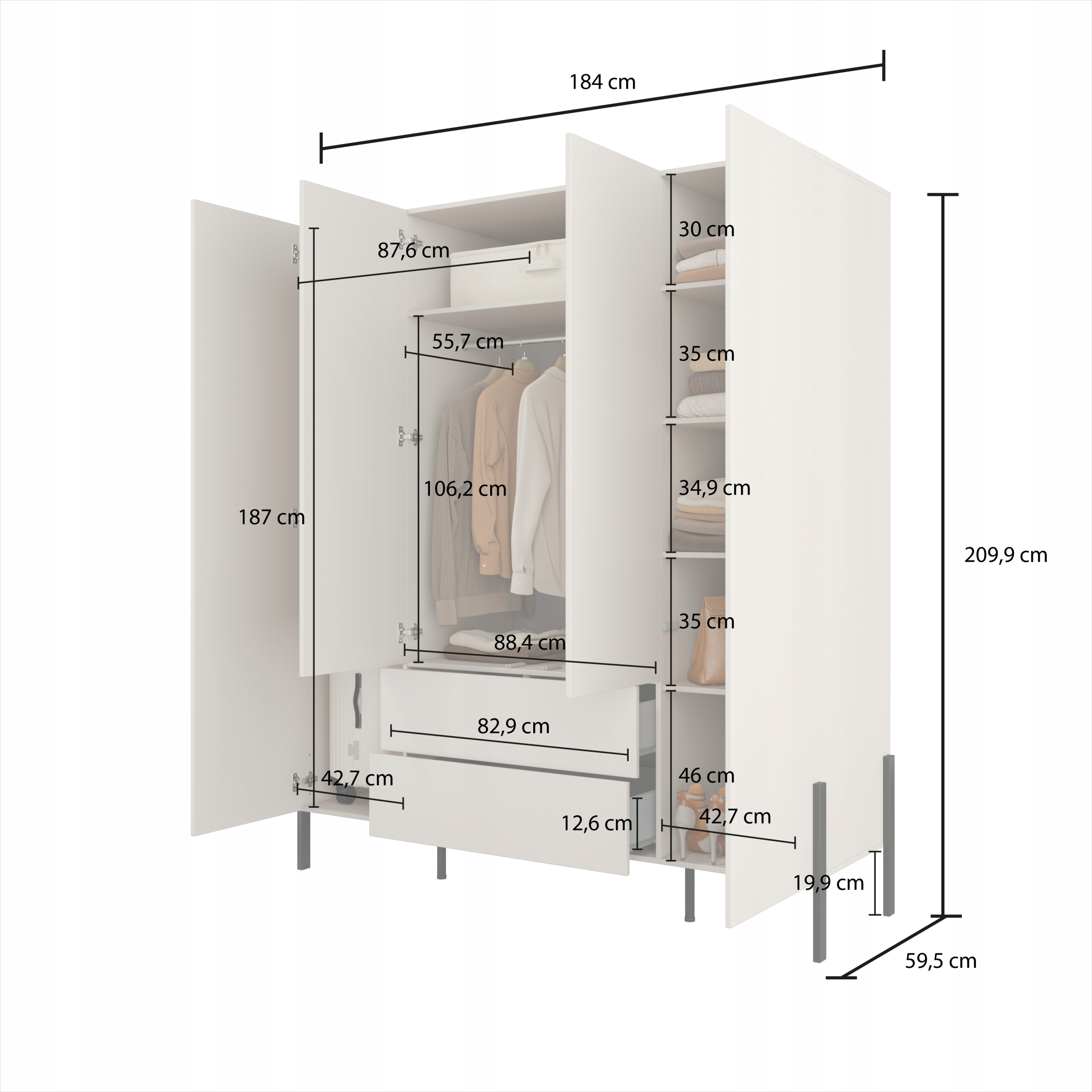 Szafa czterodrzwiowa JUKON 4D2S kaszmirowa HELVETIA – Elegancja i funkcjonalność w Twoim wnętrzu