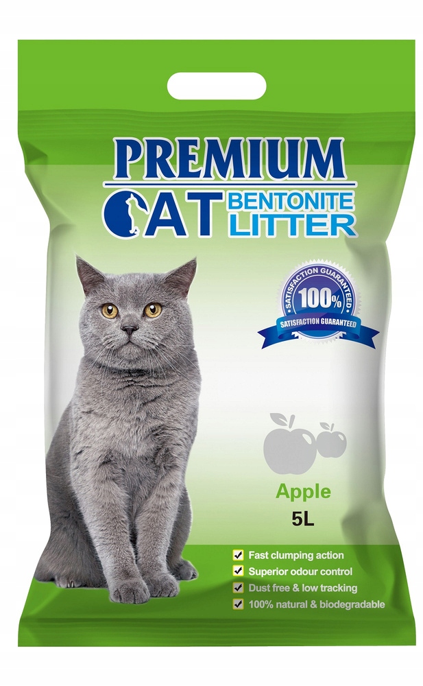 Premium Cat Żwirek Bentonitowy Zbrylający - Jabłkowy dla kota 5L – Idealne rozwiązanie dla Twojego pupila