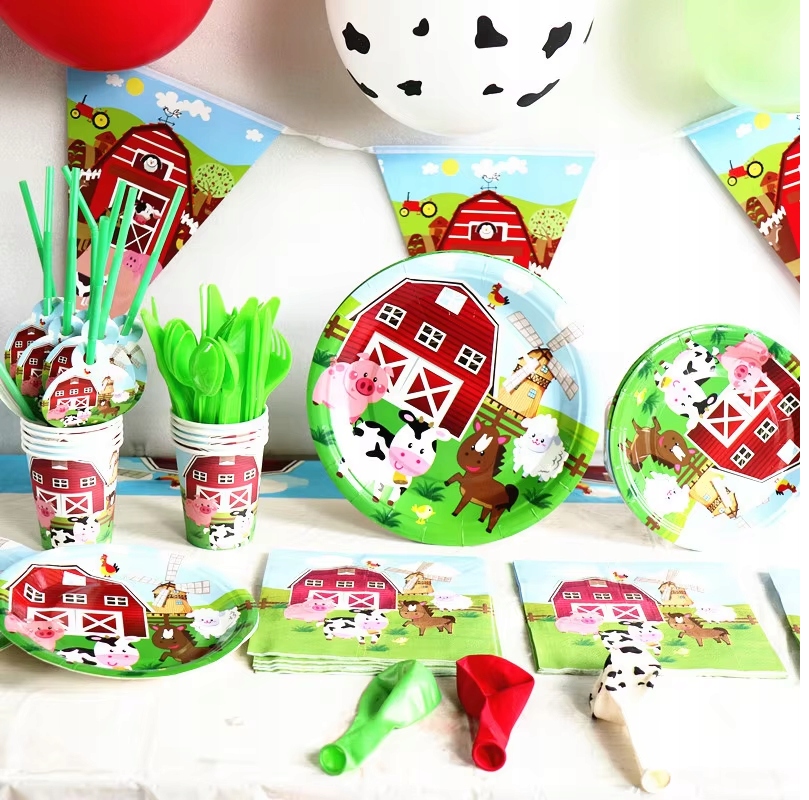 Zestaw Naczyń Jednorazowych Happy Birthday Urodziny Farma – Idealny na każdą imprezę