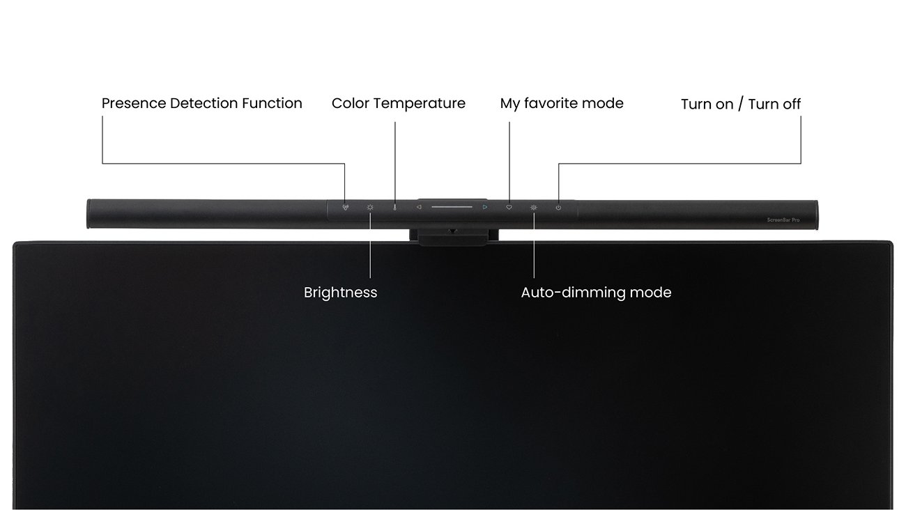 Przyciski sterujące i profil lampy BenQ ScreenBar Pro