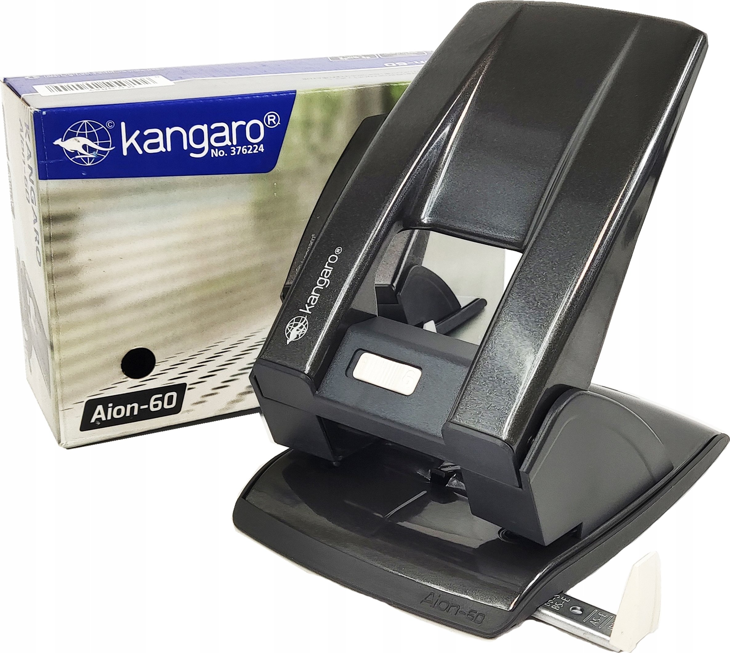 Dziurkacz z prowadnicą Aion-60 – Wydajne narzędzie biurowe do 60 kartek