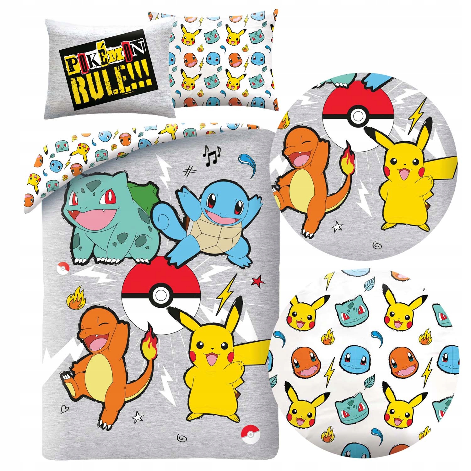 Halantex Pościel mikrofibra 140x200+1p70x90 Pokemon szary – Idealna dla małych fanów Pokemonów