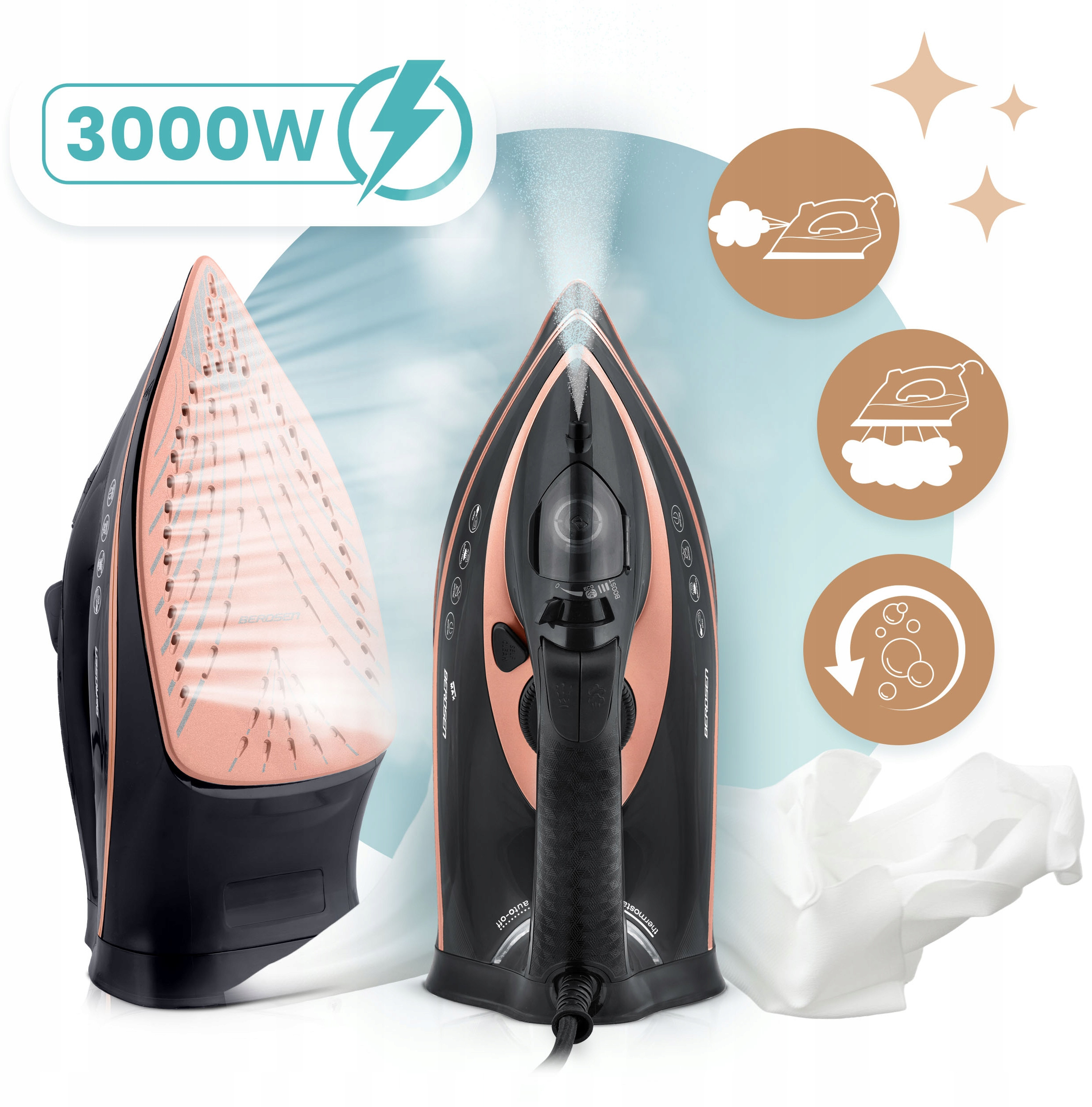 Moc 3000W i podwójny wyrzut pary