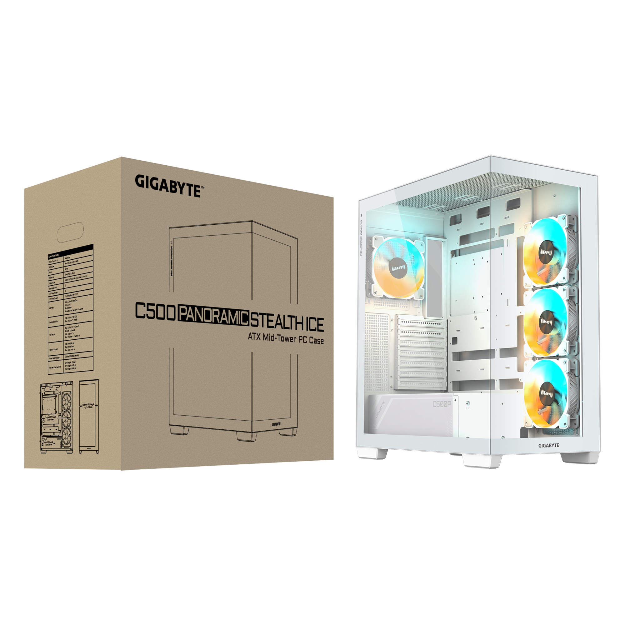 Obudowa Midi Tower ATX GIGABYTE C500 Panoramic Stealth Ice – Elegancja i funkcjonalność