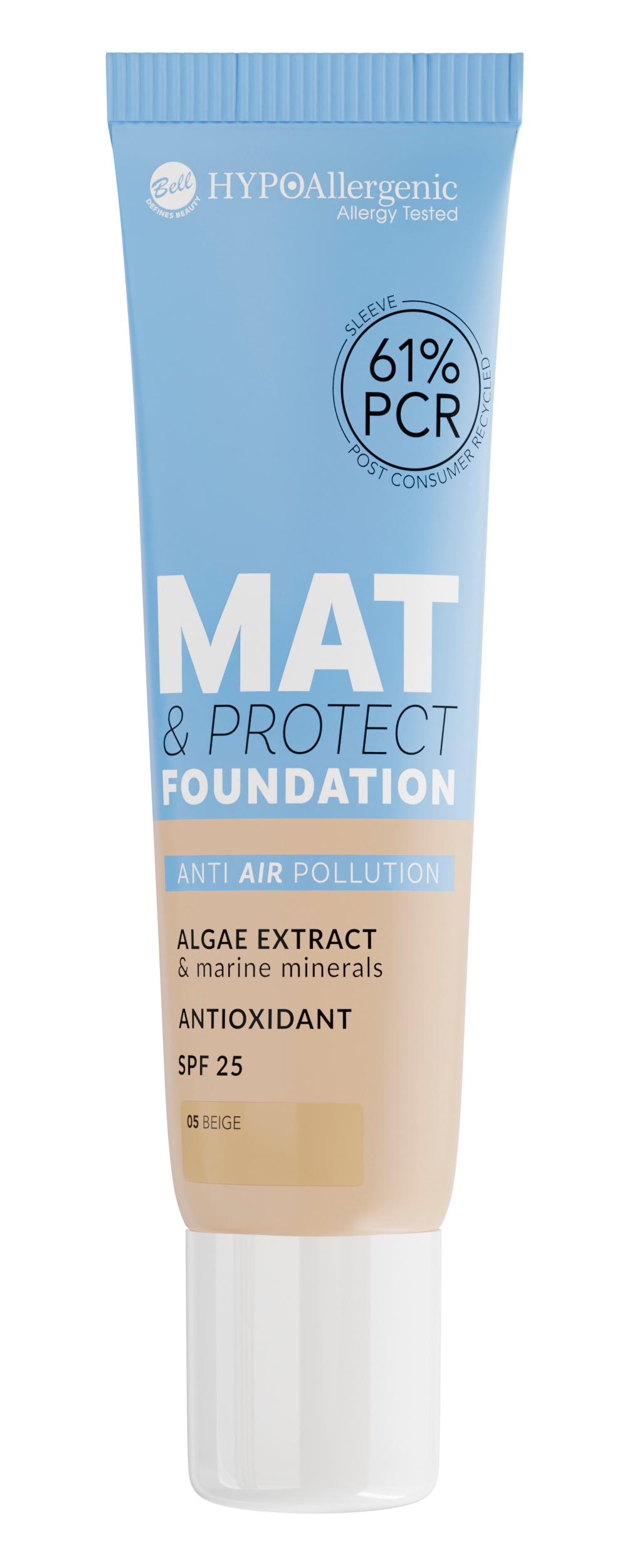 Bell HYPOallergenic Podkład matująco ochronny SPF25 30g Beige – ochrona i matowy efekt