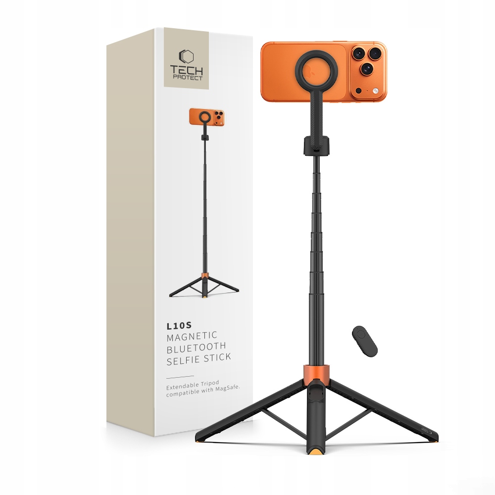 TECH-PROTECT L10S MAGSAFE BLUETOOTH SELFIE STICK TRIPOD BLACK/ORANGE – Idealne akcesorium do zdjęć i filmów