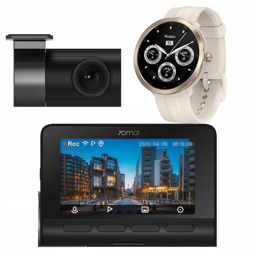 Wideorejestrator 70mai A800S-1 + RC06 4K + Maimo Watch WT2001 GPS GOLD – Twoje oczy na drodze