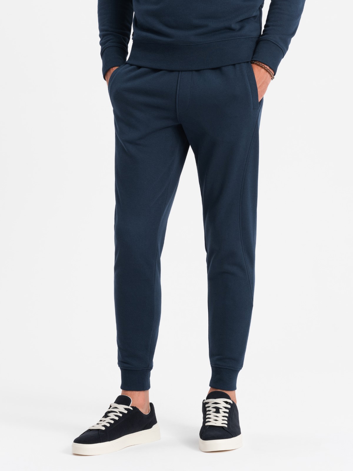 Komplet dresowy bawełniany męski BASIC bluza + joggery granatowy V1 Z84 XXL – Komfort i styl na co dzień