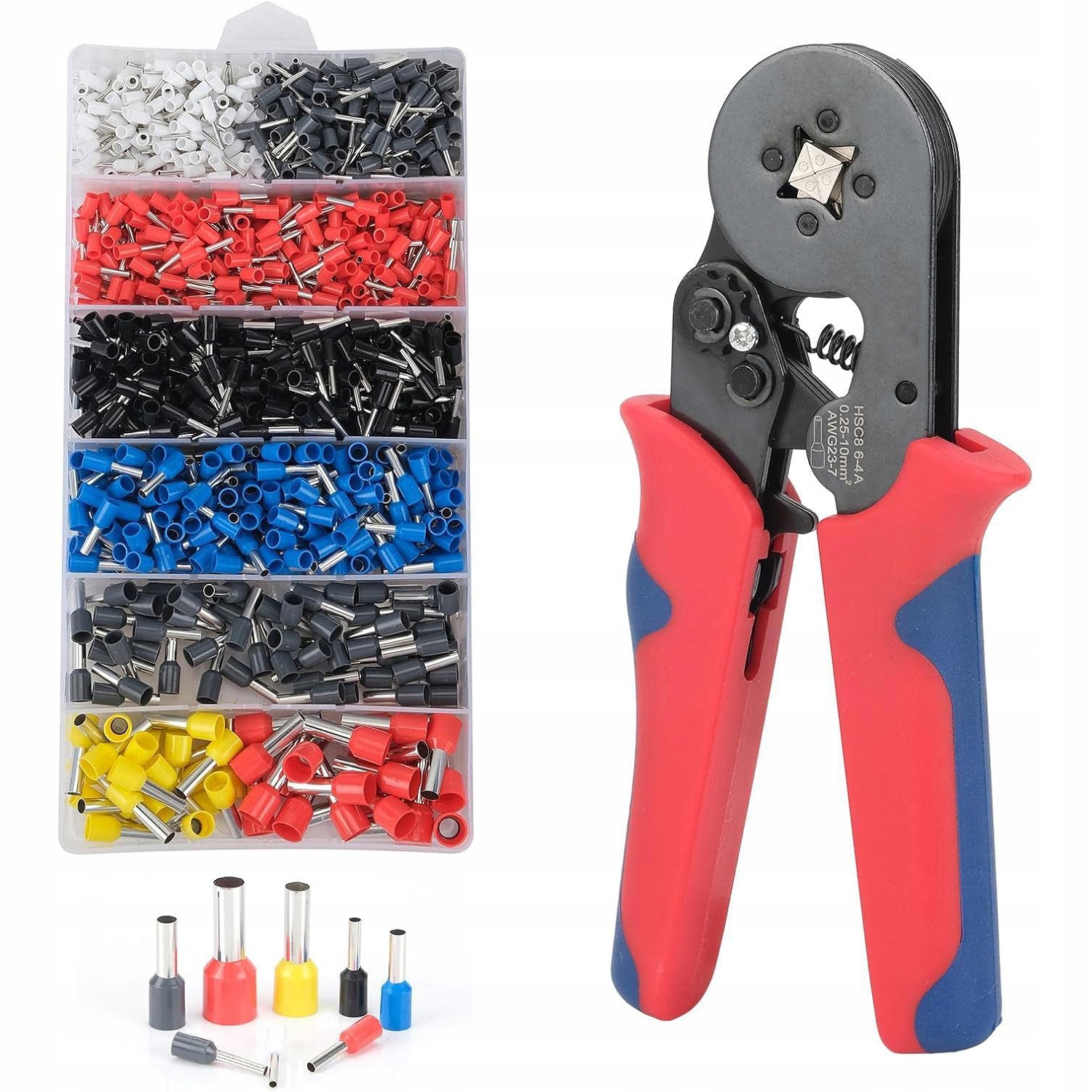 Rosfix PRASKA ZACISKARKA KONEKTORÓW KOŃCÓWEK ZARABIANIA PRZEWODÓW + 1200 TULEJEK – Niezbędne narzędzie do prac elektrycznych