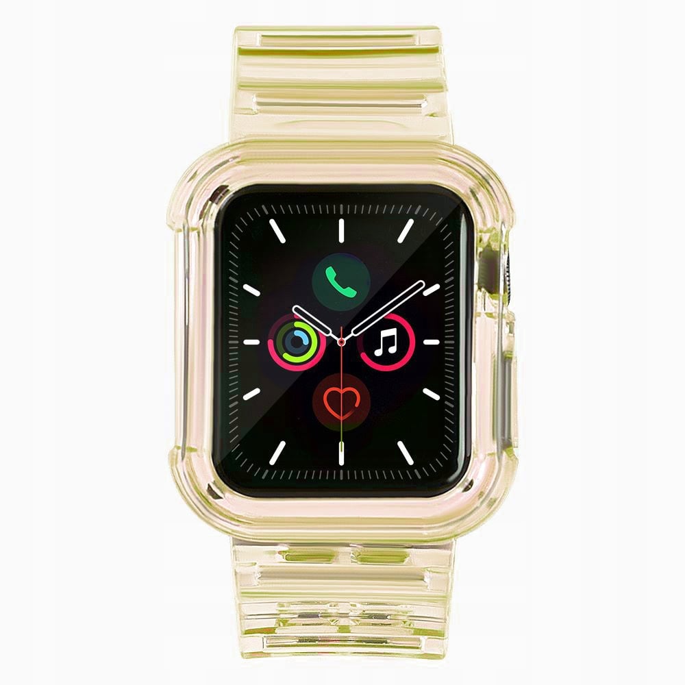 Silikonowa opaska pasek bransoleta bransoletka etui Strap Light Set do zegarka Apple Watch 44 mm - żółta