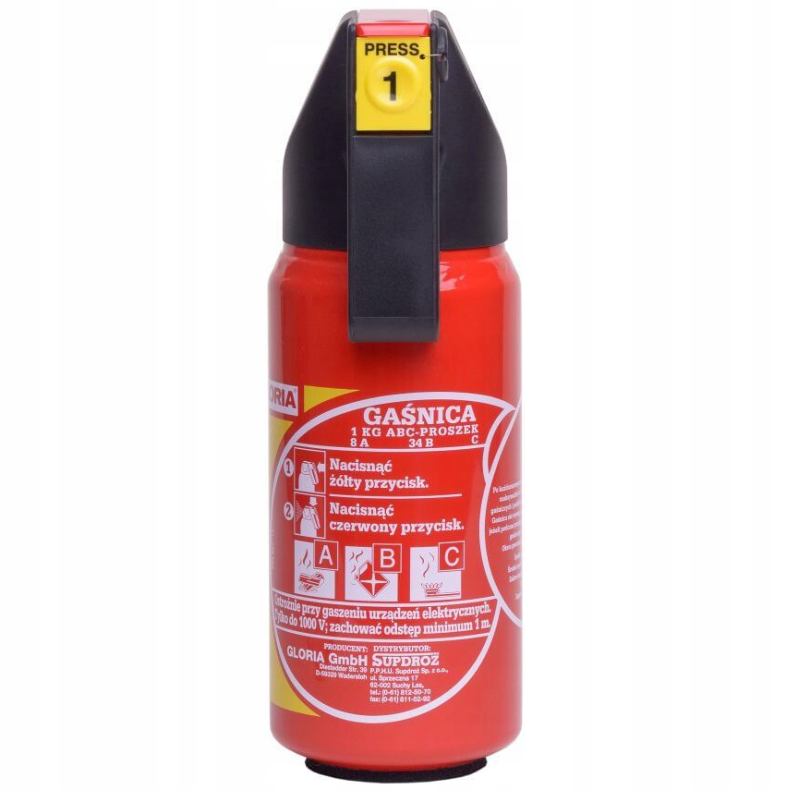 Gaśnica proszkowa 1 kg Gloria P1-GAM – Twoje bezpieczeństwo w zasięgu ręki