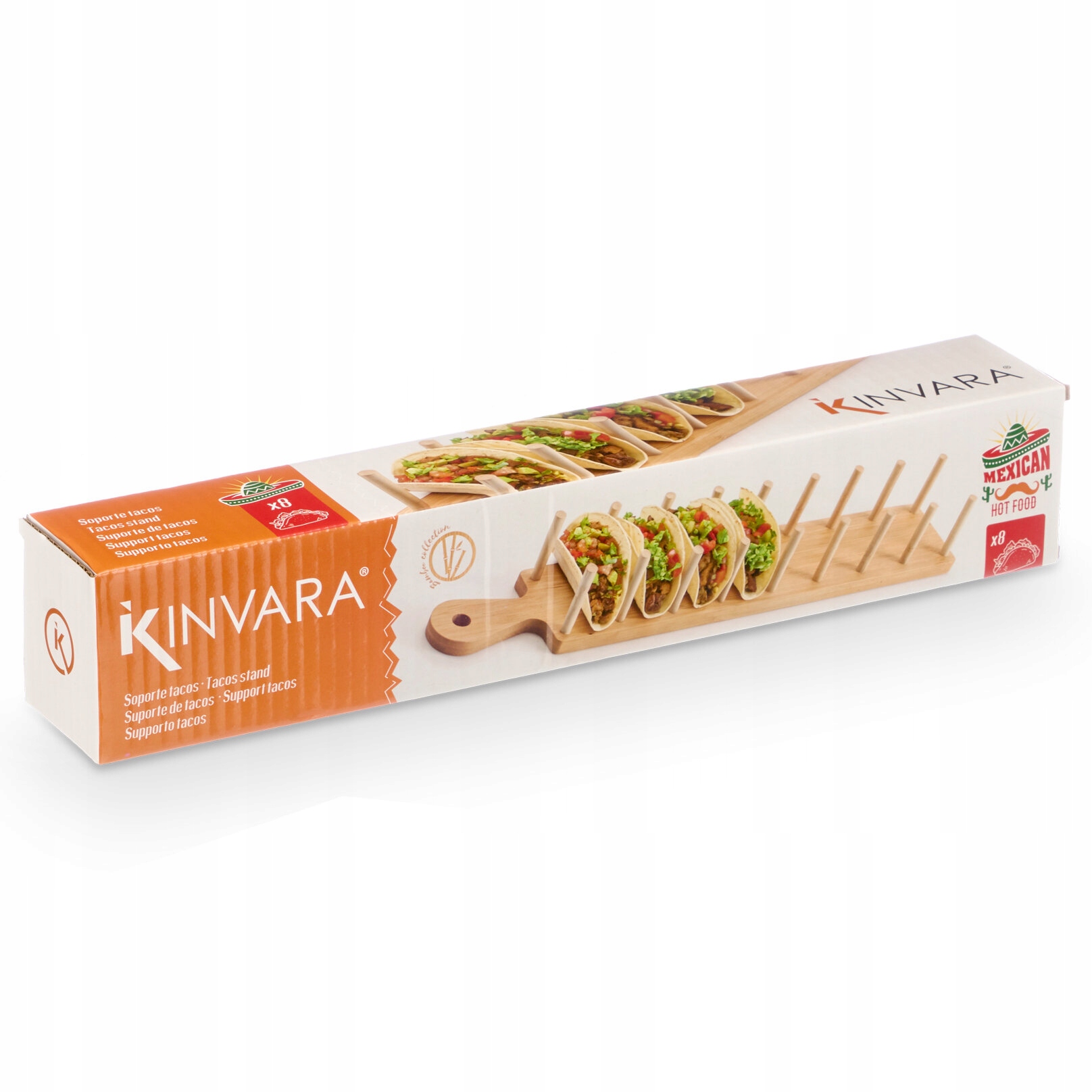 Kinvara Bambusowy stojak na 8 taco MEX – Estetyczne podawanie meksykańskich przekąsek