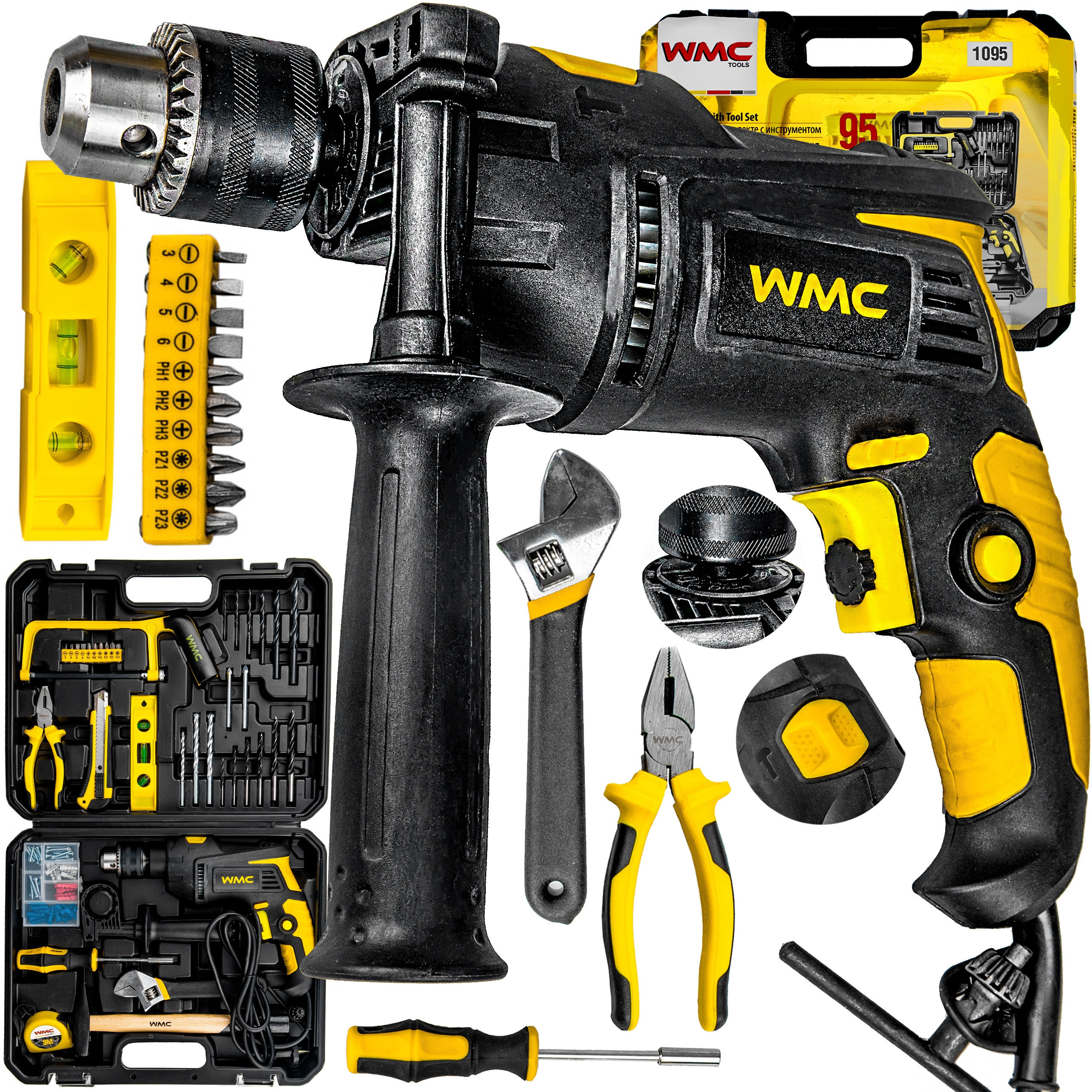 Wiertarka udarowa 750W WMC Tools – Kompletny zestaw narzędzi do każdego projektu