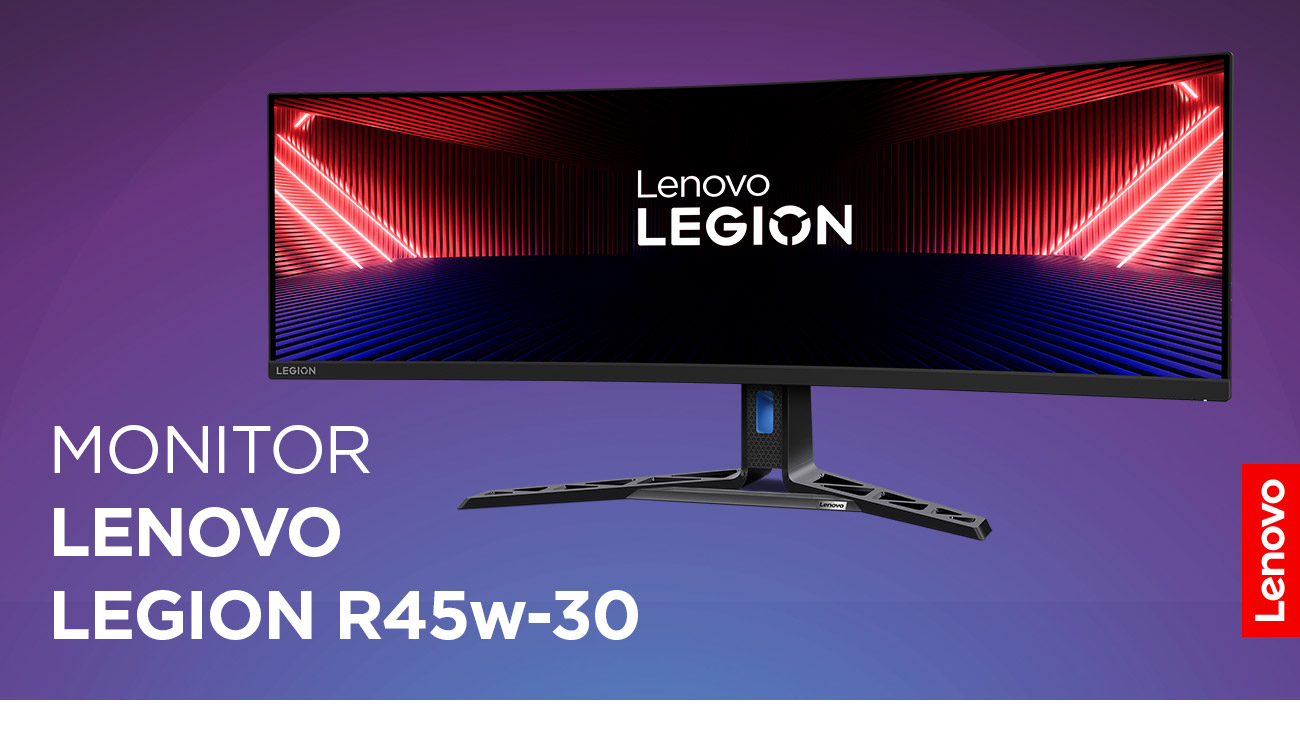 Monitor Lenovo R45w-30 z kolorową tapetą na ekranie