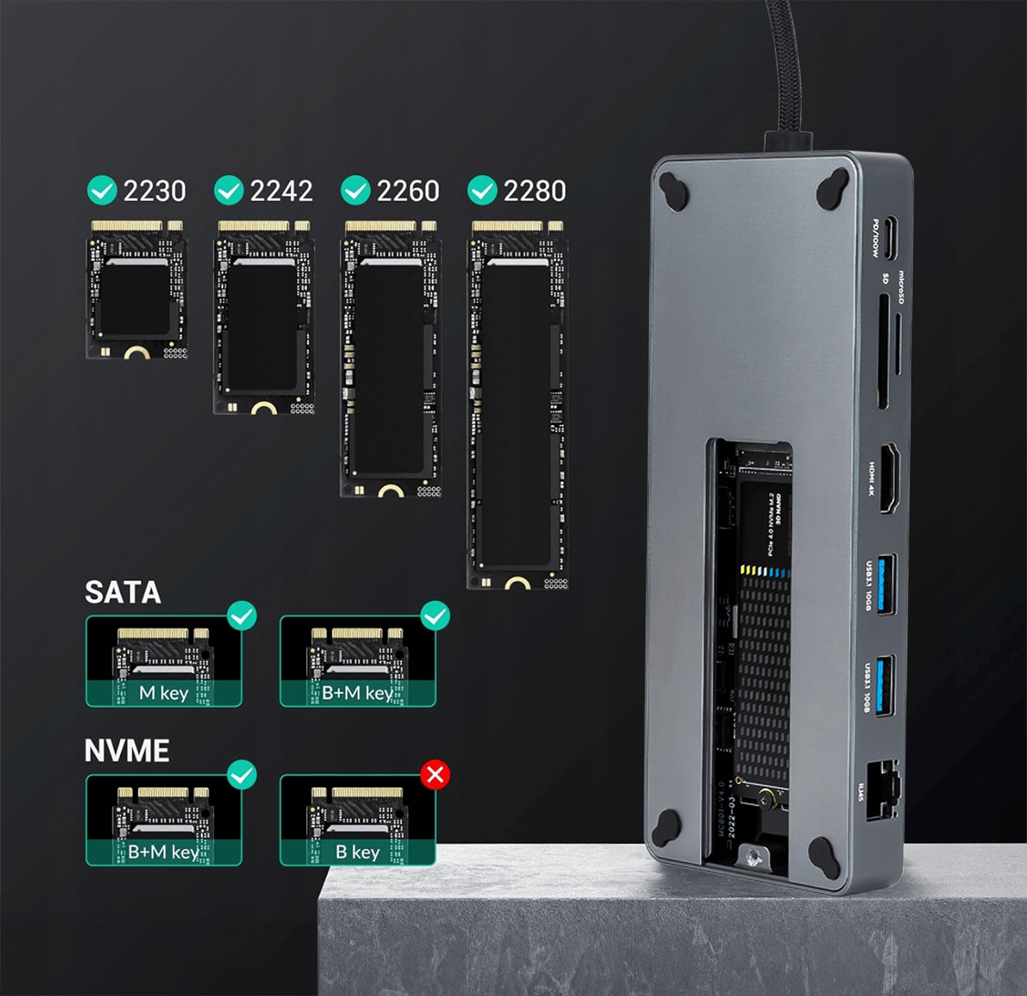 Kompatybilność z dyskami M.2 NVMe oraz SATA NGFF