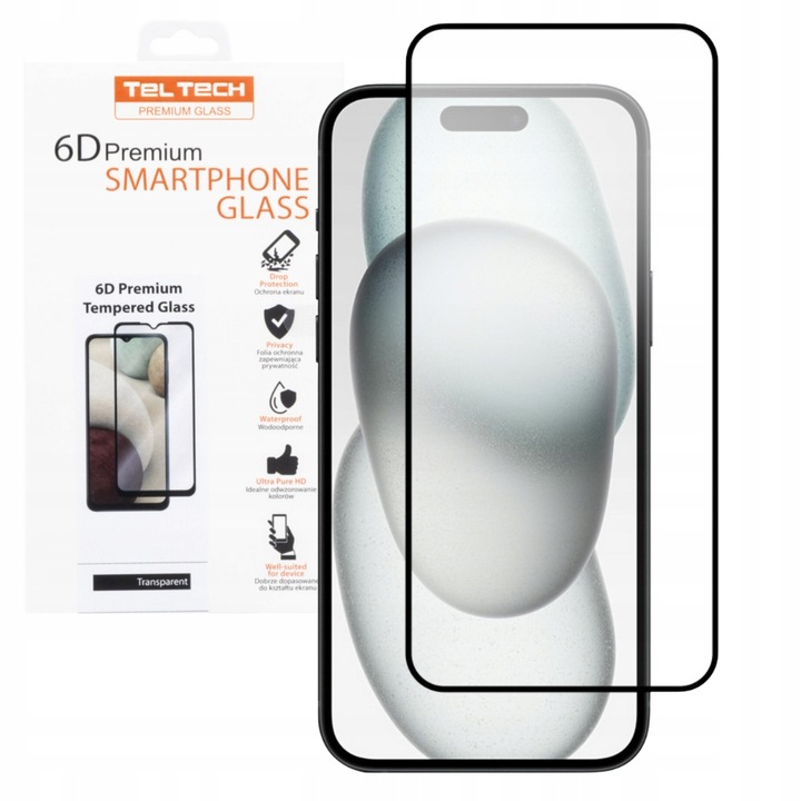 TELTECH PREMIUM SZKŁO 6D IPHONE 15 – Najwyższa ochrona dla Twojego telefonu