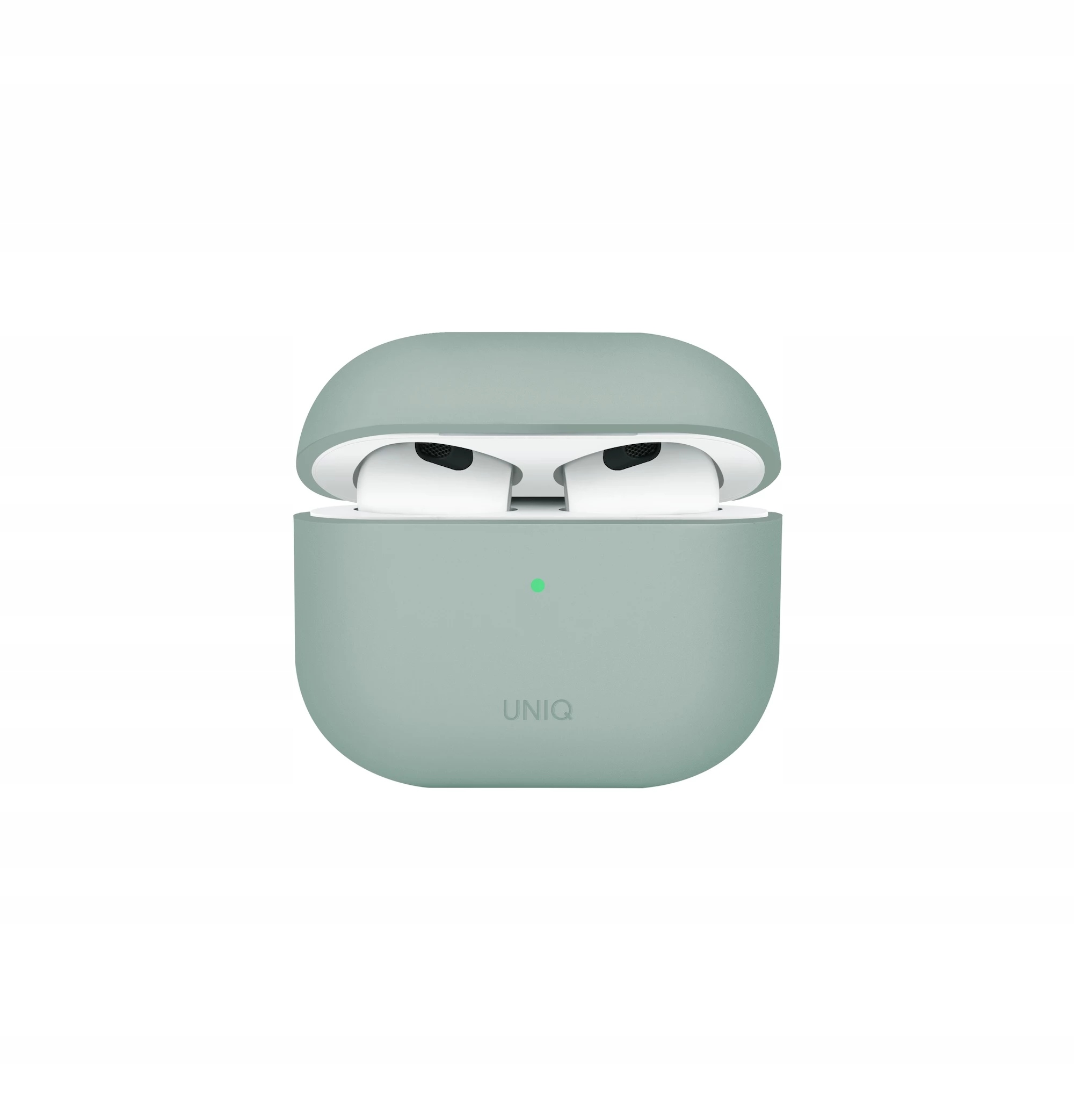 UNIQ Lino – silikonowe etui do AirPods 4 w zielonym kolorze