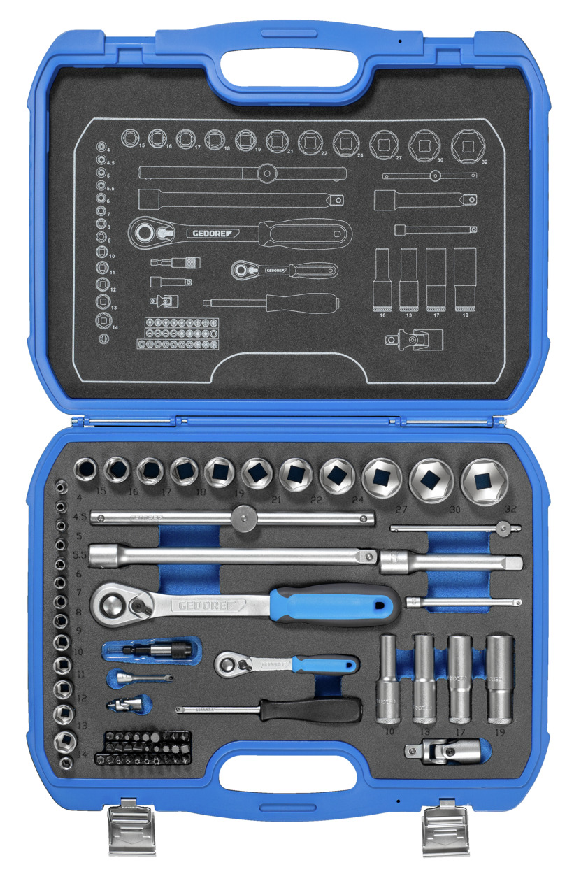 Zestaw kluczy nasadowych GEDORE 69-częściowy, 1/4 + 1/2 cala – Niezbędne narzędzie dla każdego majsterkowicza