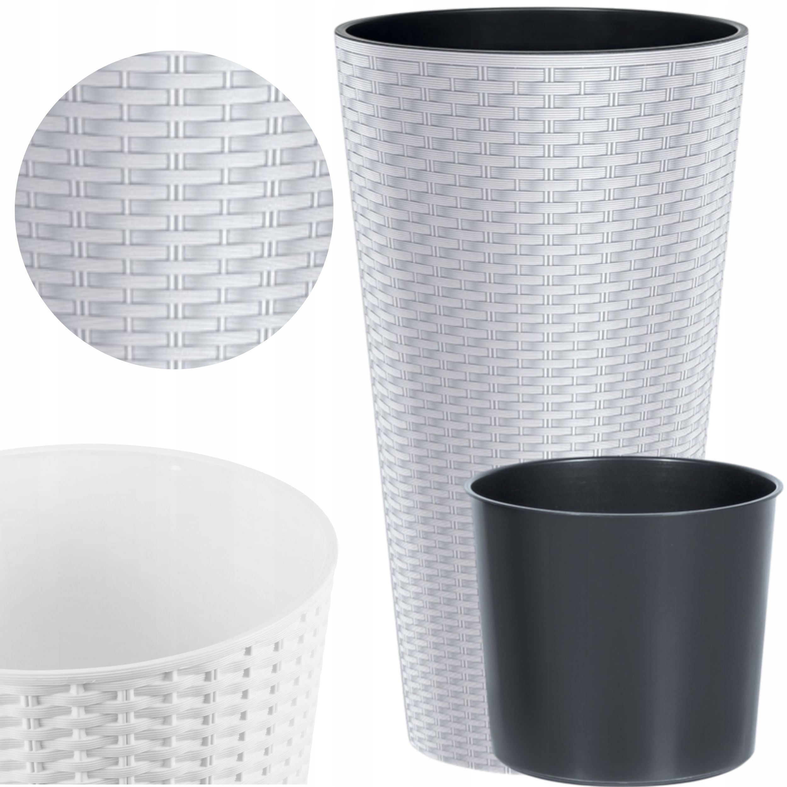 Doniczka okrągła ratanowa 30cm z wkładem dystansowym - Idealne rozwiązanie dla Twojego ogrodu