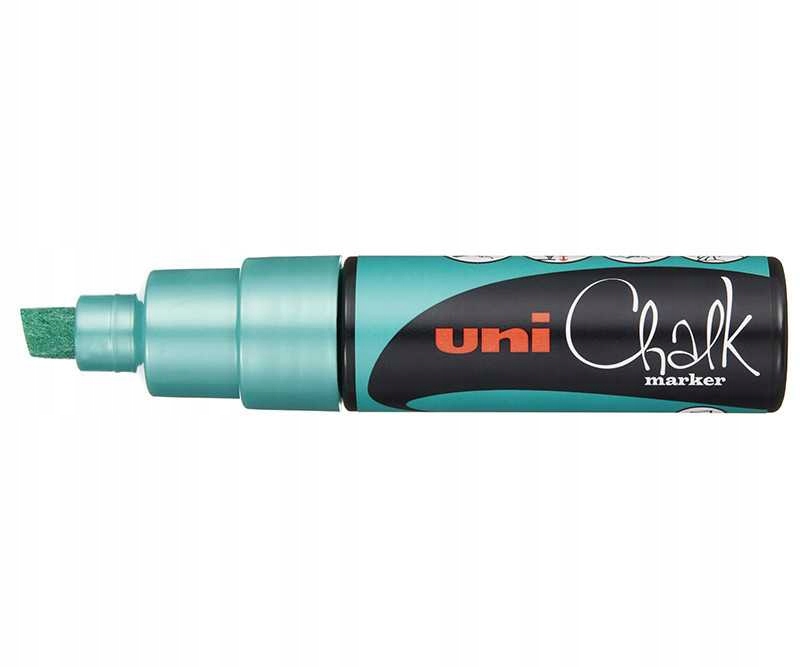 Marker kredowy Uni Chalk PWE-8K metalik zielony* – Idealny do tablic i szkła