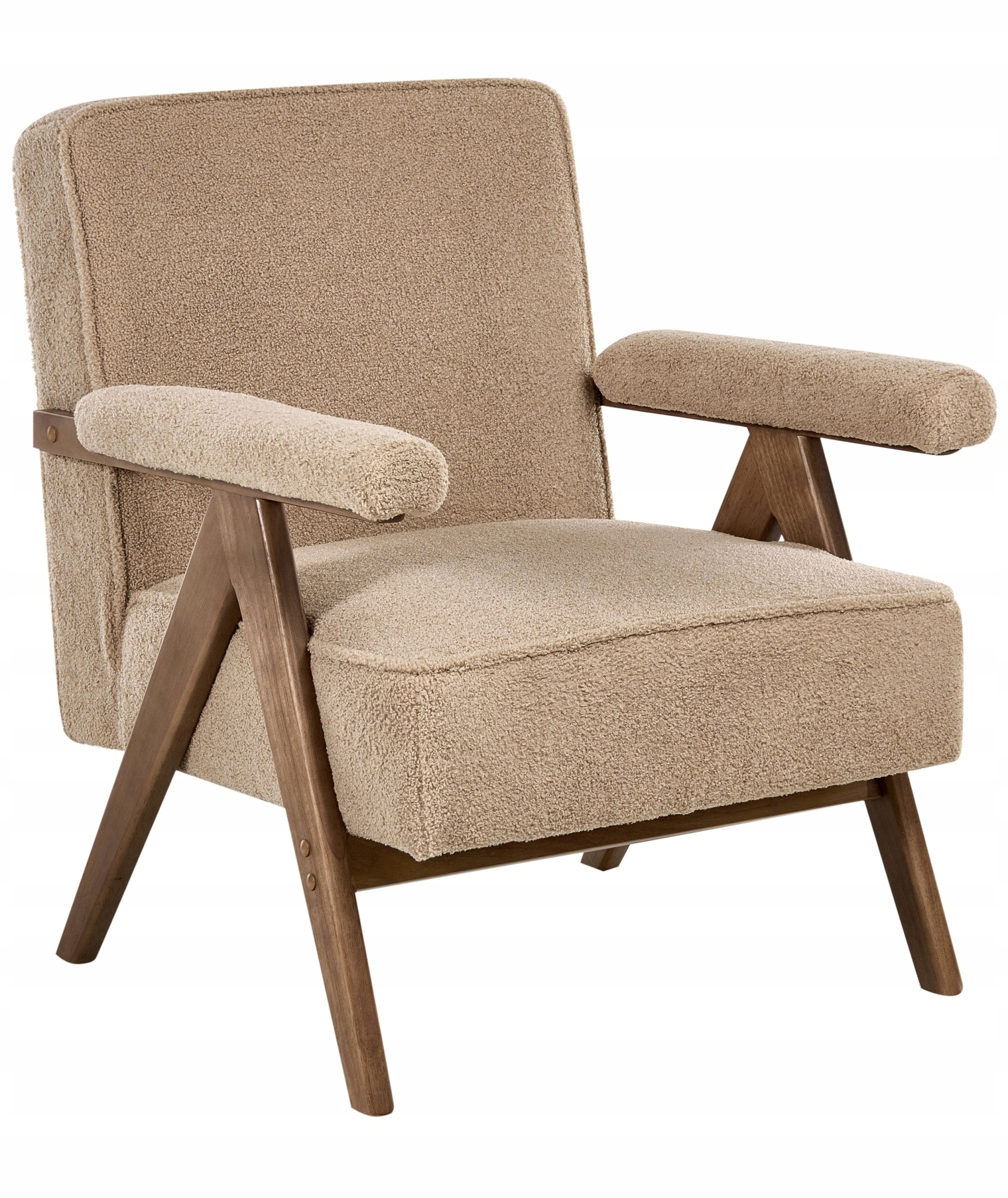 Fotel EVJE Boucle Piaskowy – Elegancja i komfort w Twoim wnętrzu