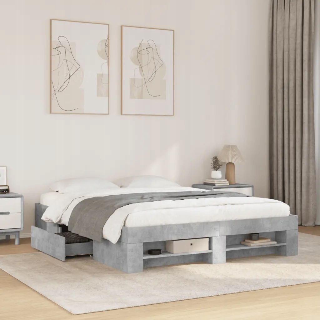 Rama łóżka Lumarko 160x200 cm – Szarość betonu dla nowoczesnego wnętrza