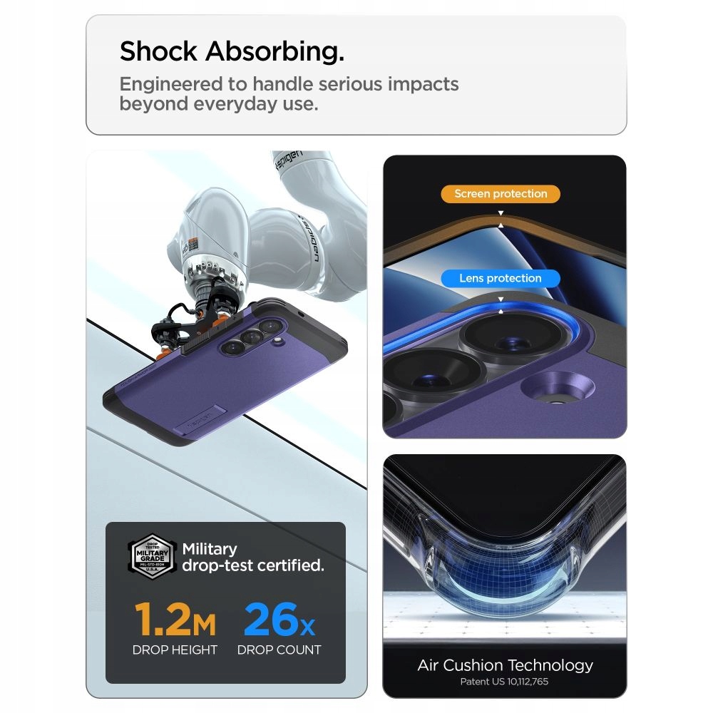 Podwyższone krawędzie dla dodatkowej ochrony ekranu i aparatu