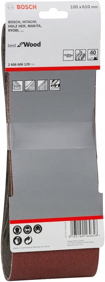 Papier szlifierski taśma pas 100x610 mm Gr.40 BOSCH – Idealny do drewna i farby