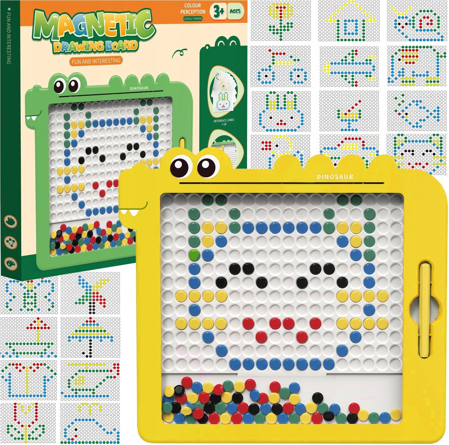 Tablica Magnetyczna Układanka Mozaika Magnesy Dino – Edukacyjna Sensoryczna zabawa dla dzieci