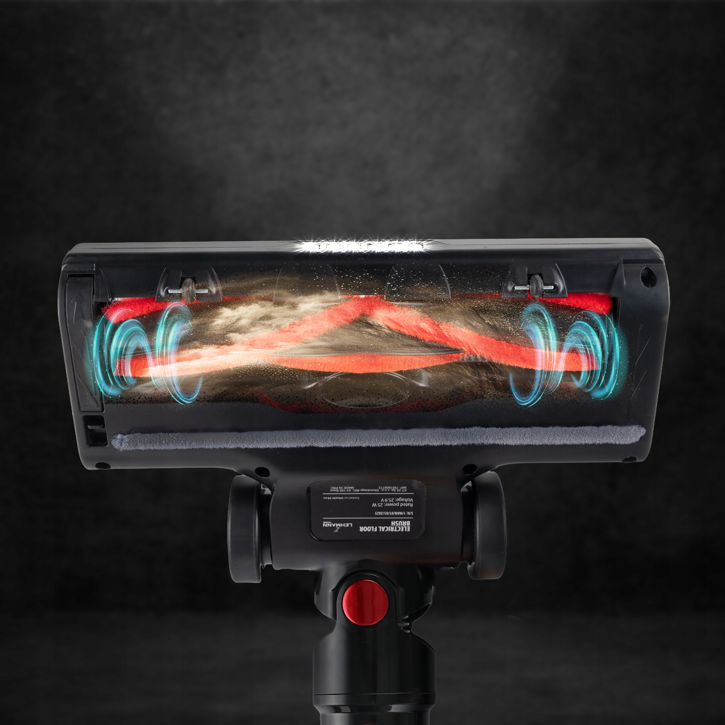 ODKURZACZ PIONOWY BEZPRZEWODOWY RĘCZNY BEZWORKOWY ELEKTROSZCZOTKA LED 450W Kolor dominujący czarny