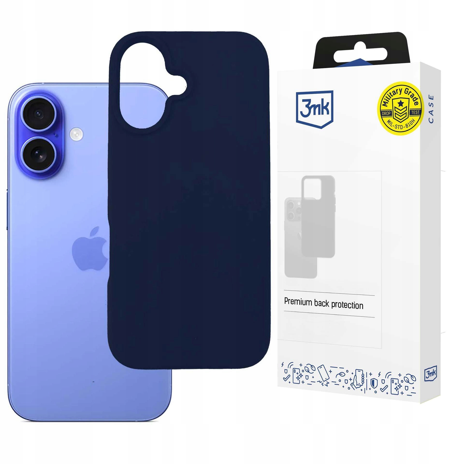 Apple iPhone 16 Plus - 3mk Hardy Mellow Case Dark Blue – Elegancka ochrona dla Twojego smartfona