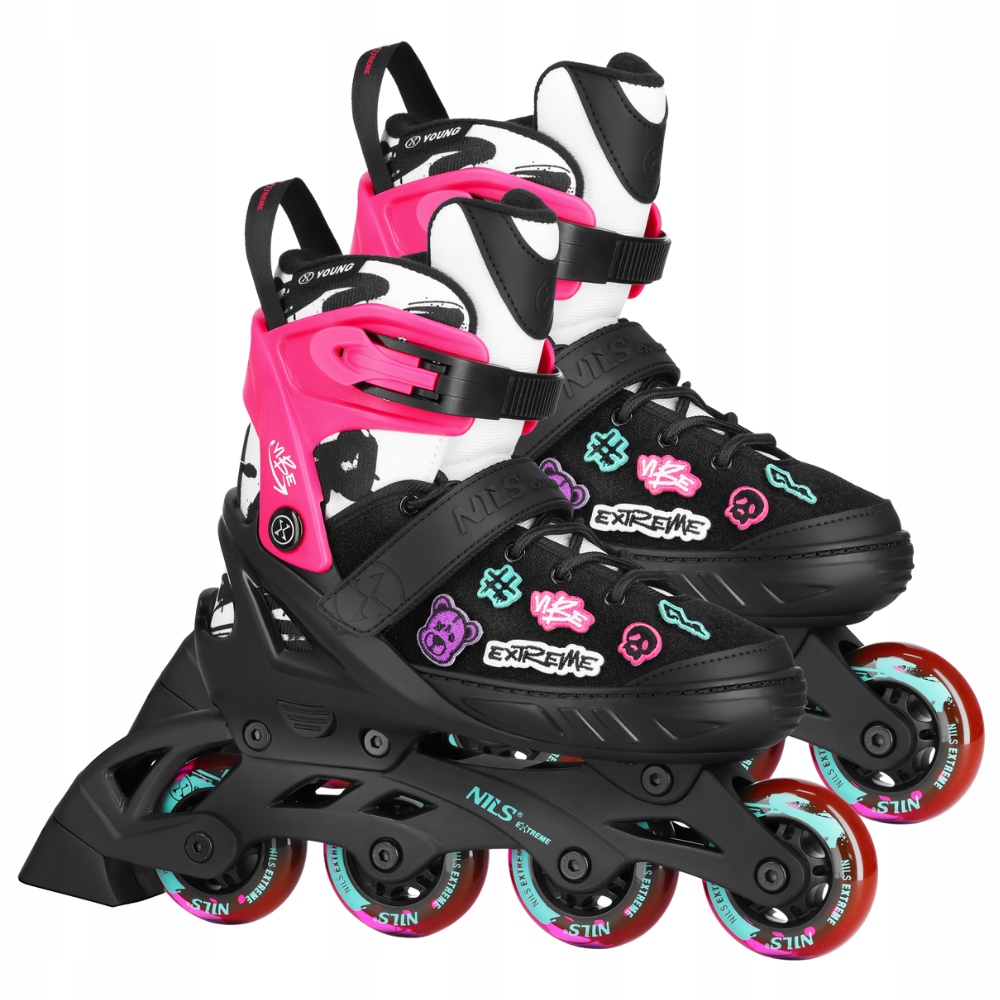 NA2053A ŁYŻWOROLKI VIBE RÓŻOWE ROZM. S(33-36) NILS EXTREME – Komfort i styl na kółkach
