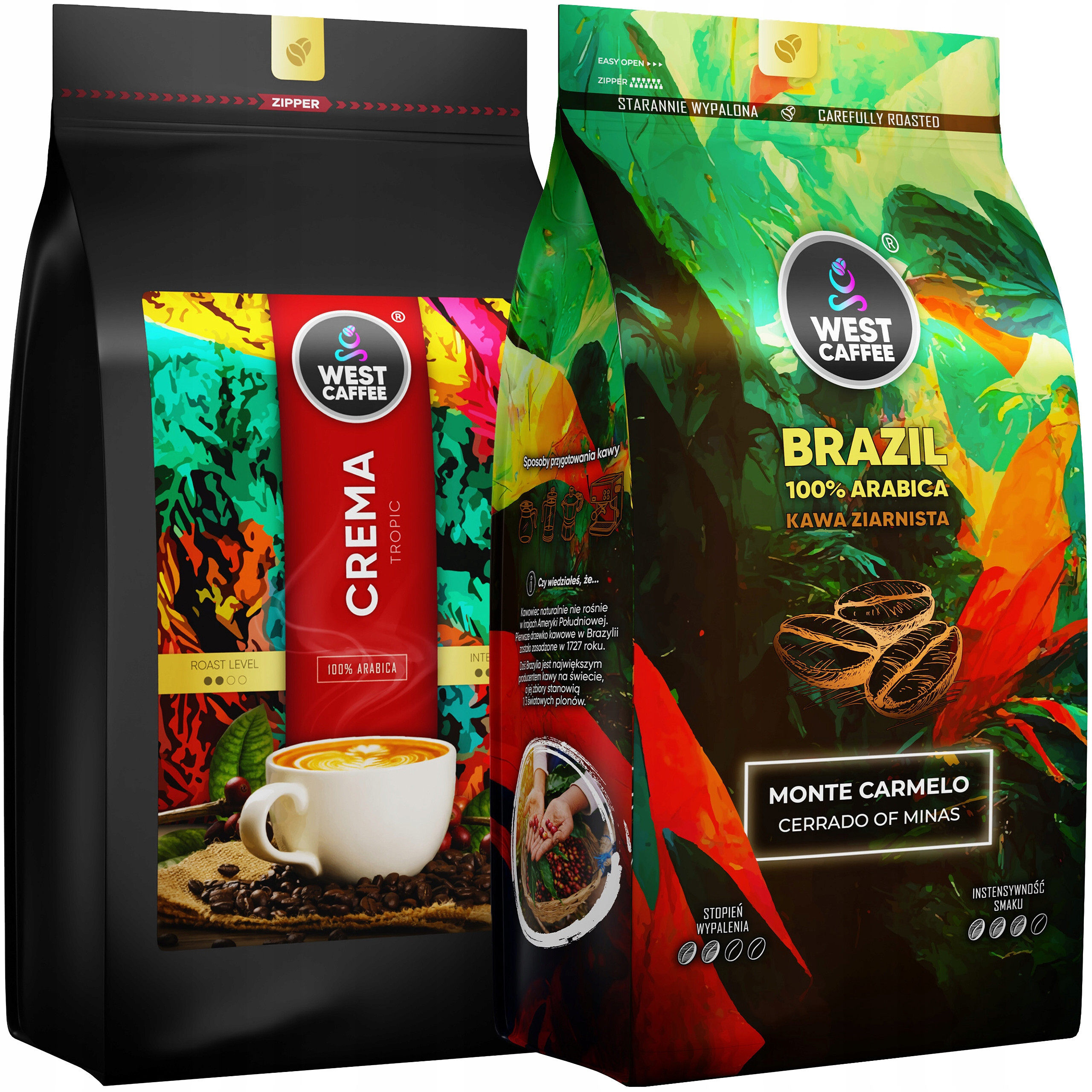 Kawa Ziarnista ZESTAW 2KG Crema + Brazil 100% Arabica – Doskonały wybór dla miłośników kawy