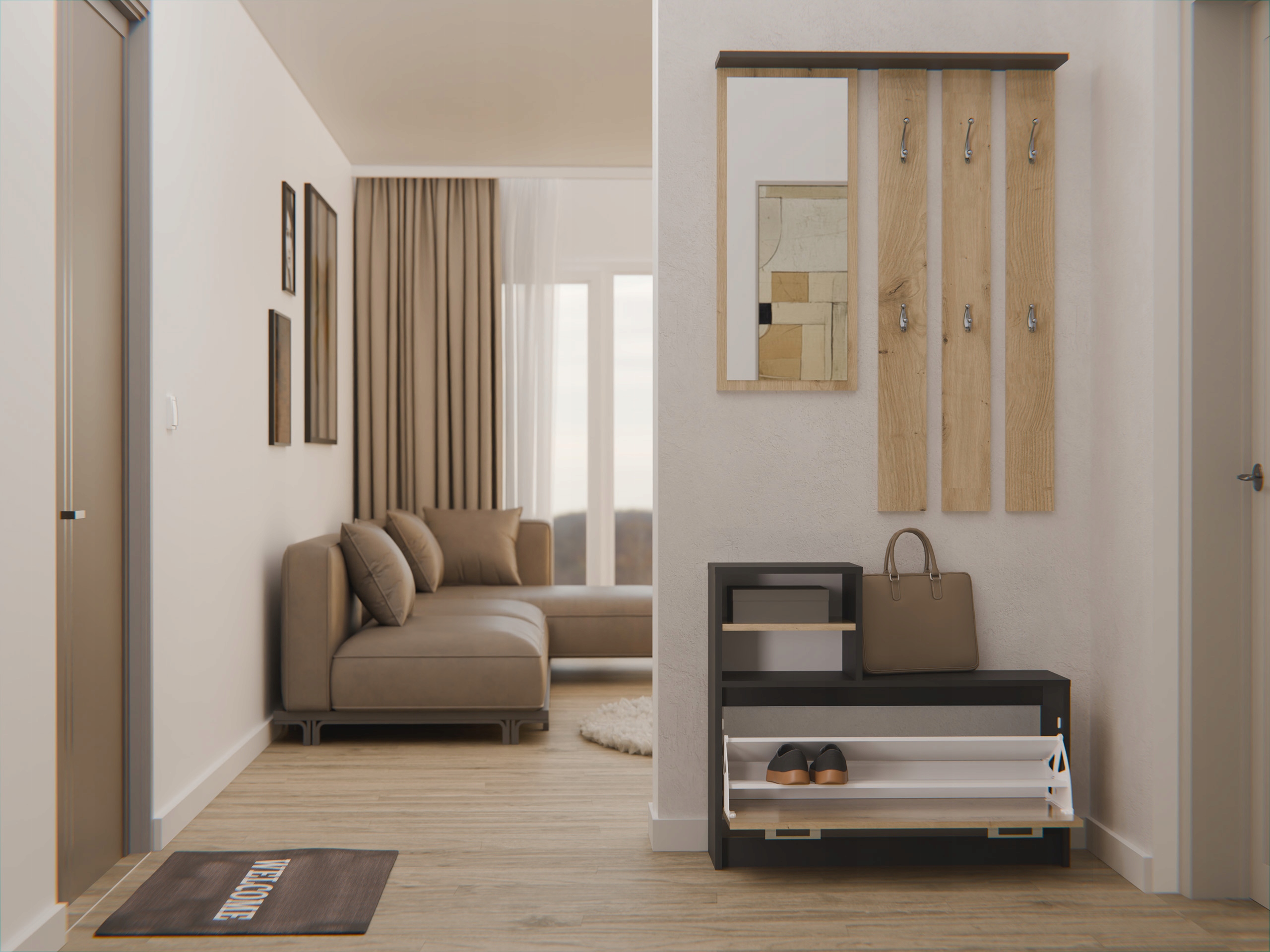 Wymiary garderoby – Głębokość 24 cm, szerokość 85 cm, wysokość 180 cm