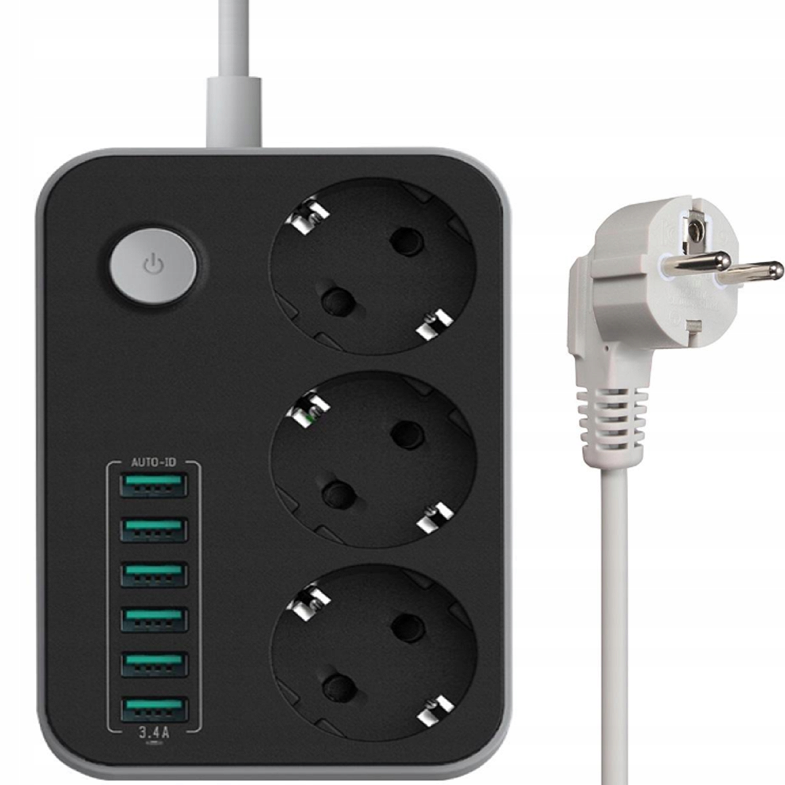 Przedłużacz Listwa Zasilająca 3 Gniazda + 6 USB Kabel Zasilający – Wydajność i wygoda w jednym