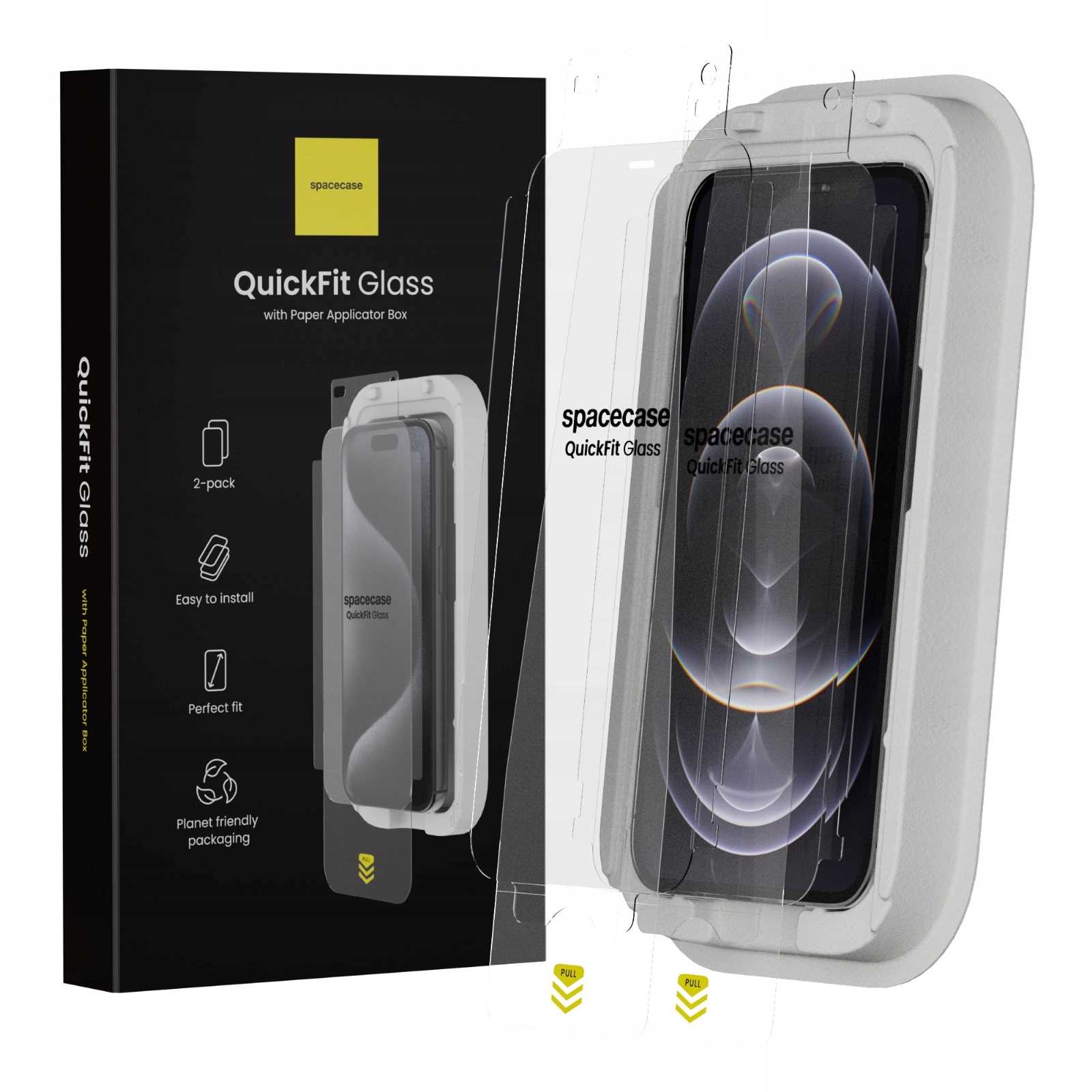 2x Szkło hartowane z aplikatorem SPACECASE QuickFit Glass do iPhone 12 Pro Max – Idealna ochrona dla Twojego telefonu