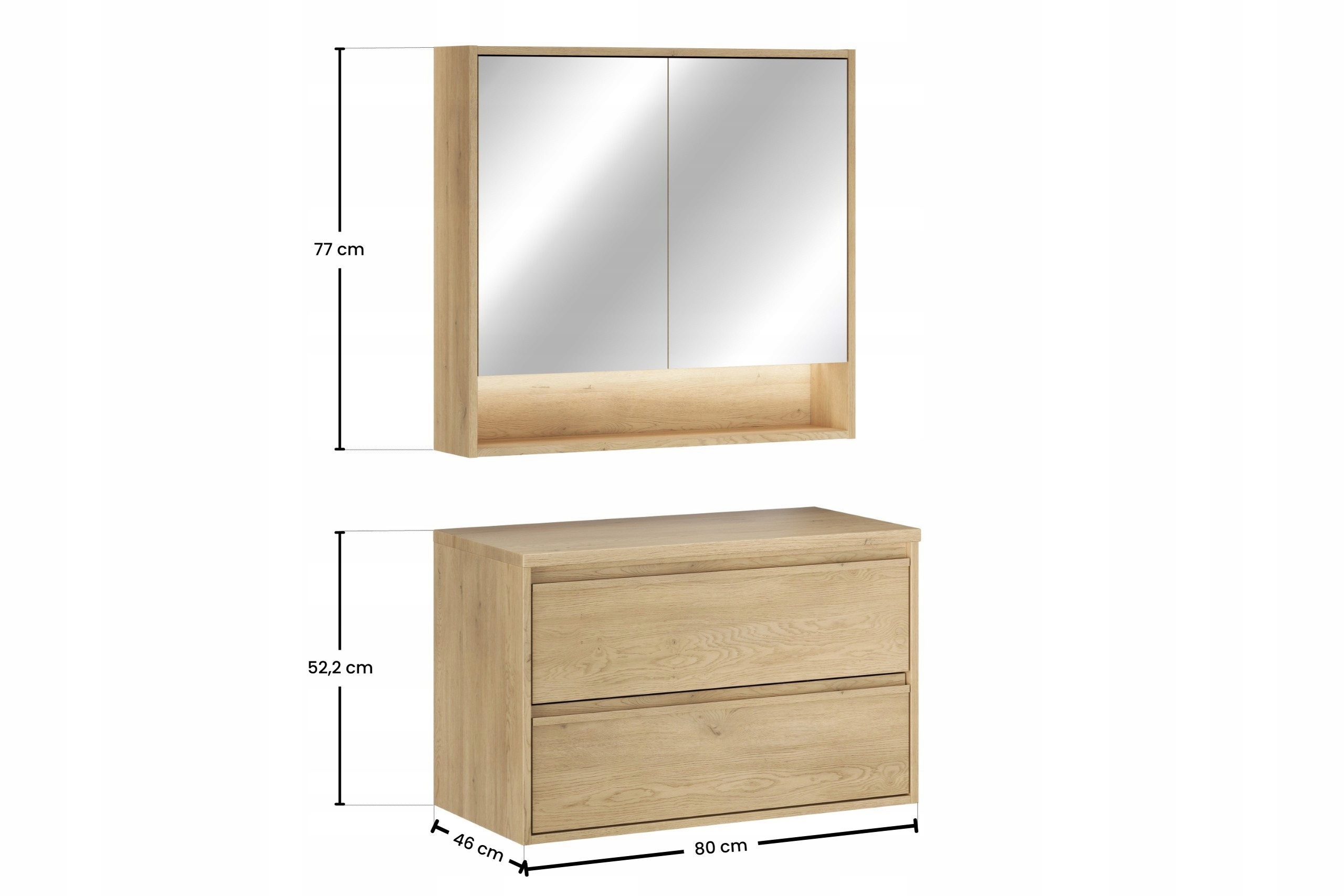 Idealne wymiary – Szerokość 80 cm, głębokość 46 cm