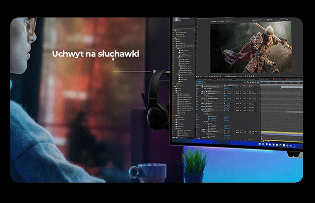 Monitor Lenovo Legion Pro 34WD-10 z uchwytem na słuchawki po boku 