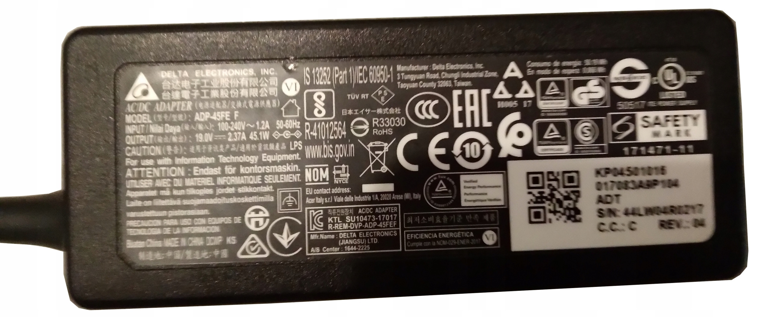 Oryginalny zasilacz ADP-45FE F 45W 19,0V 2.37A