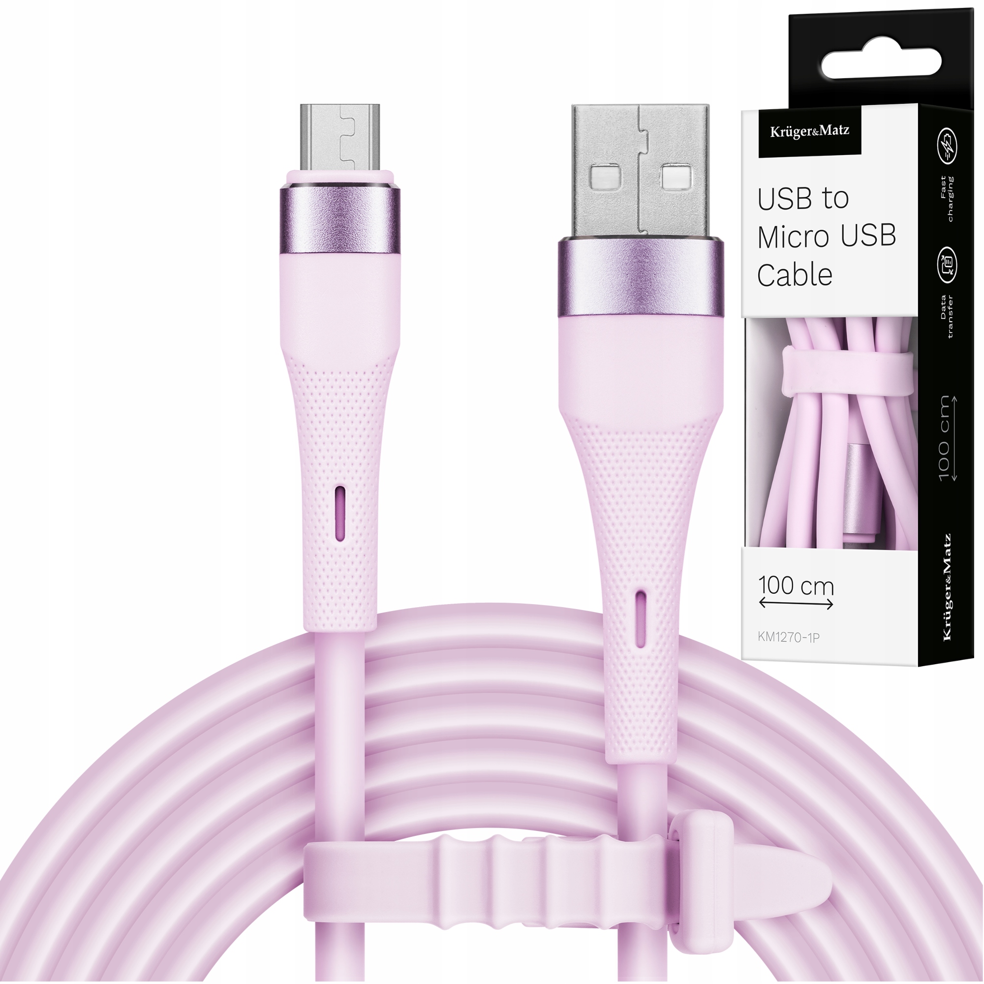 Kabel USB-A - microUSB 1 m Różowy (KM1270-1P) – Wysokiej jakości akcesorium do ładowania i transferu danych
