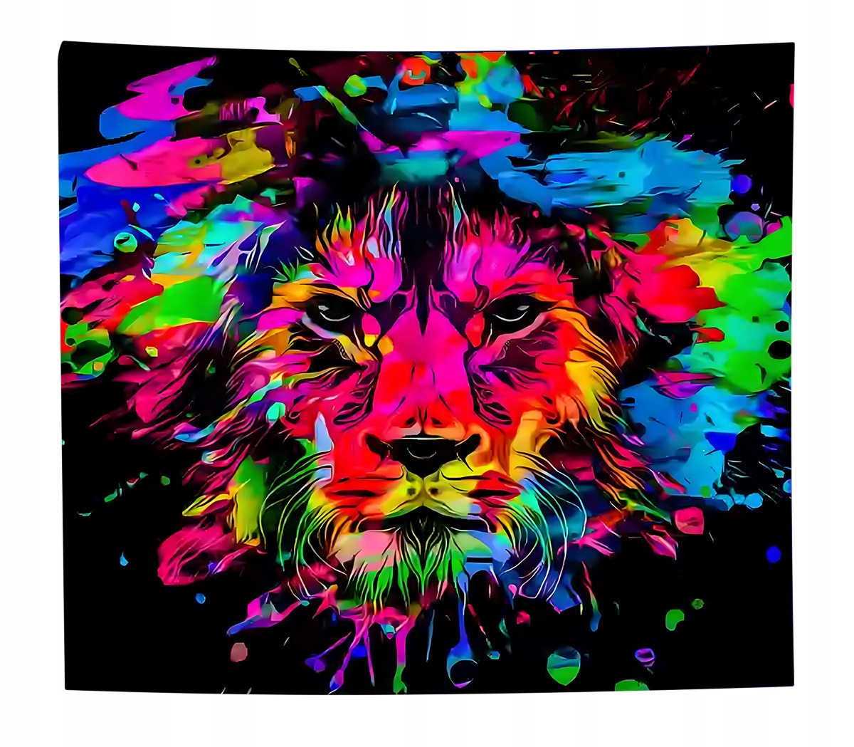 Dekoracja ŚCIENNA UV OBRAZ Fluorescencyjny GOBELIN ODBLASK 150x150cm Lew2 – Ożyw swoją przestrzeń